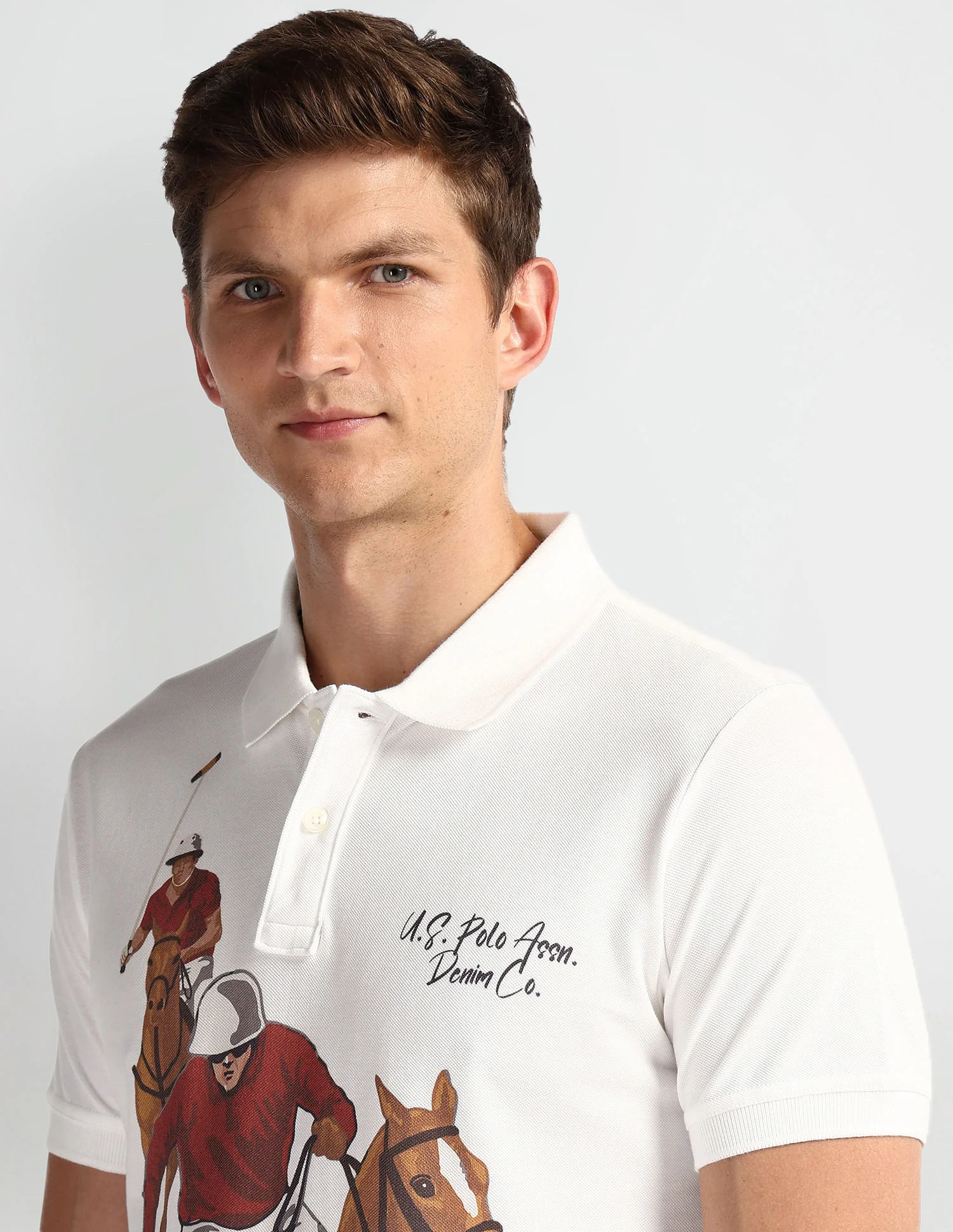 Graphic Print Muscle Fit Polo Shirt - Image 7
