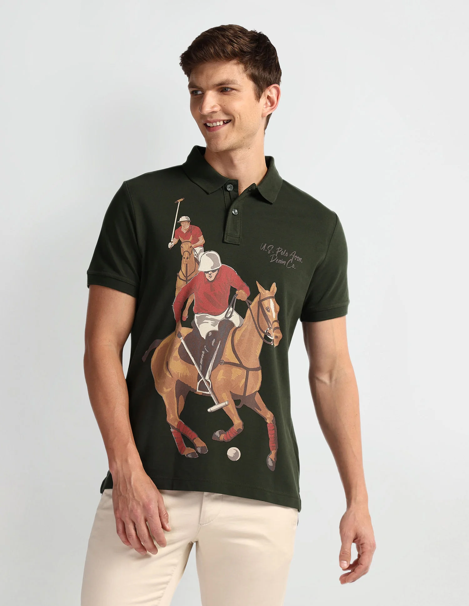 Graphic Print Muscle Fit Polo Shirt - Image 6