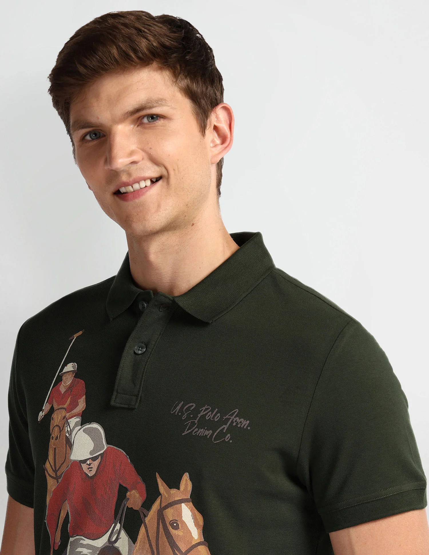 Graphic Print Muscle Fit Polo Shirt - Image 7