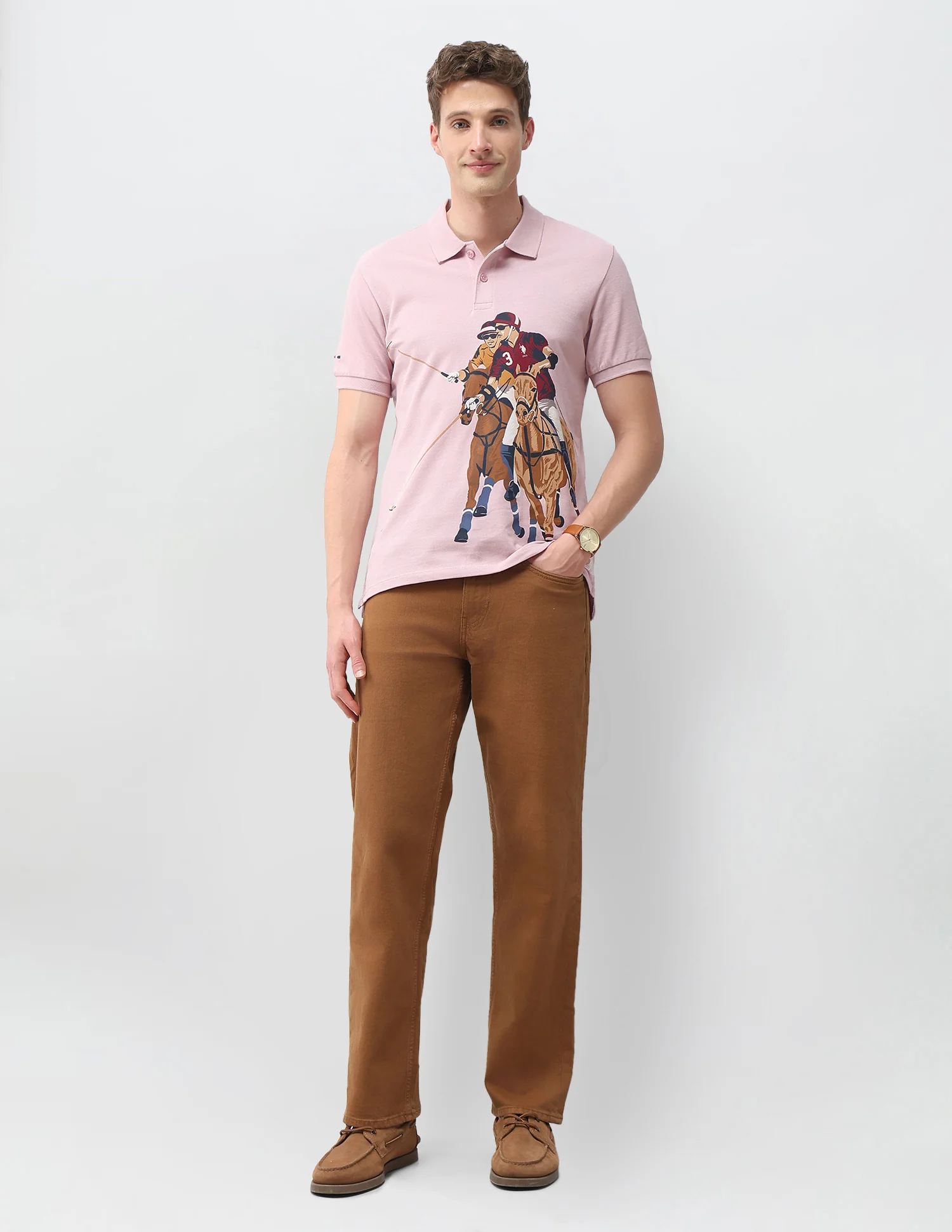 Graphic Printed Muscle Fit Polo Shirt - Image 3