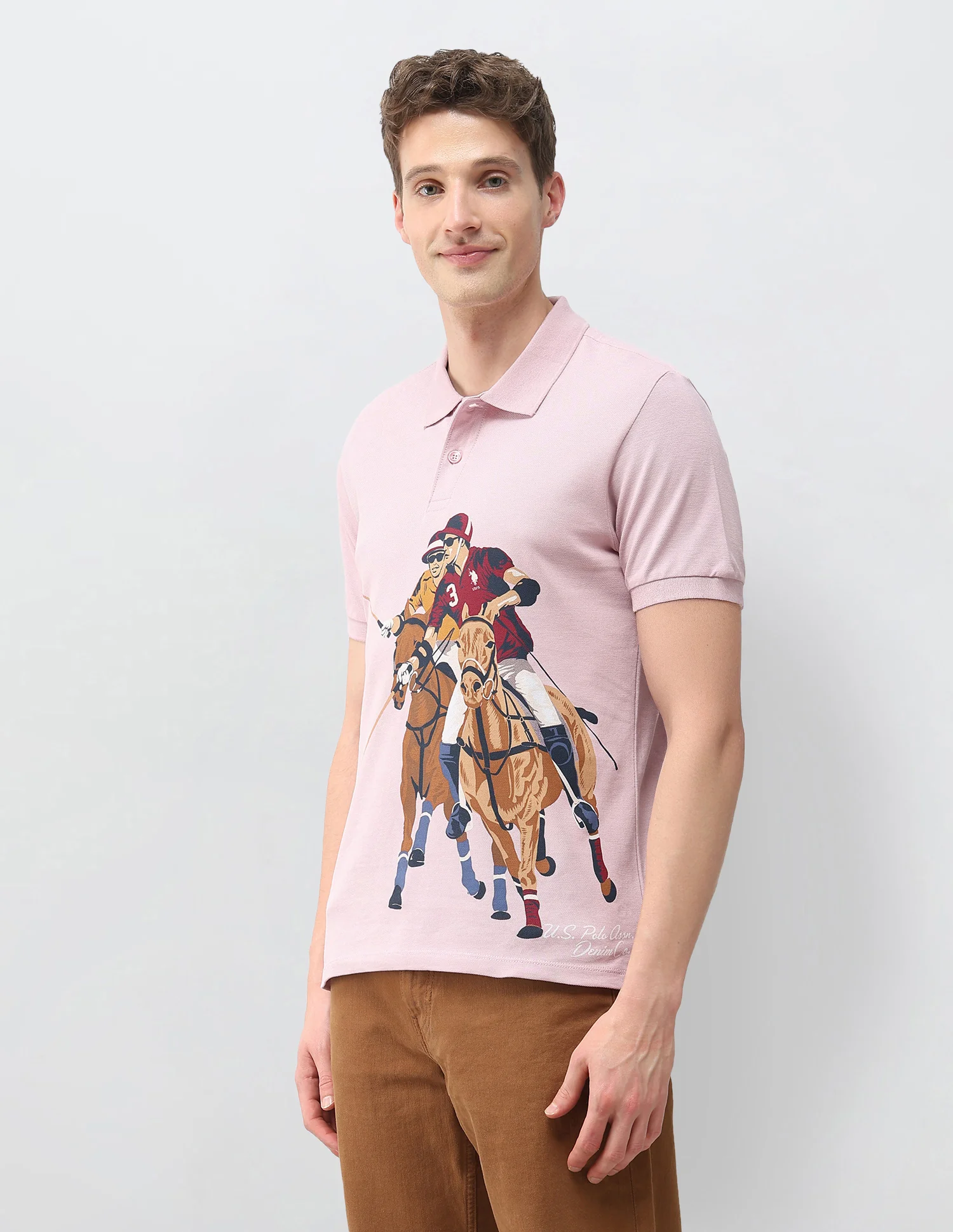 Graphic Printed Muscle Fit Polo Shirt - Image 4