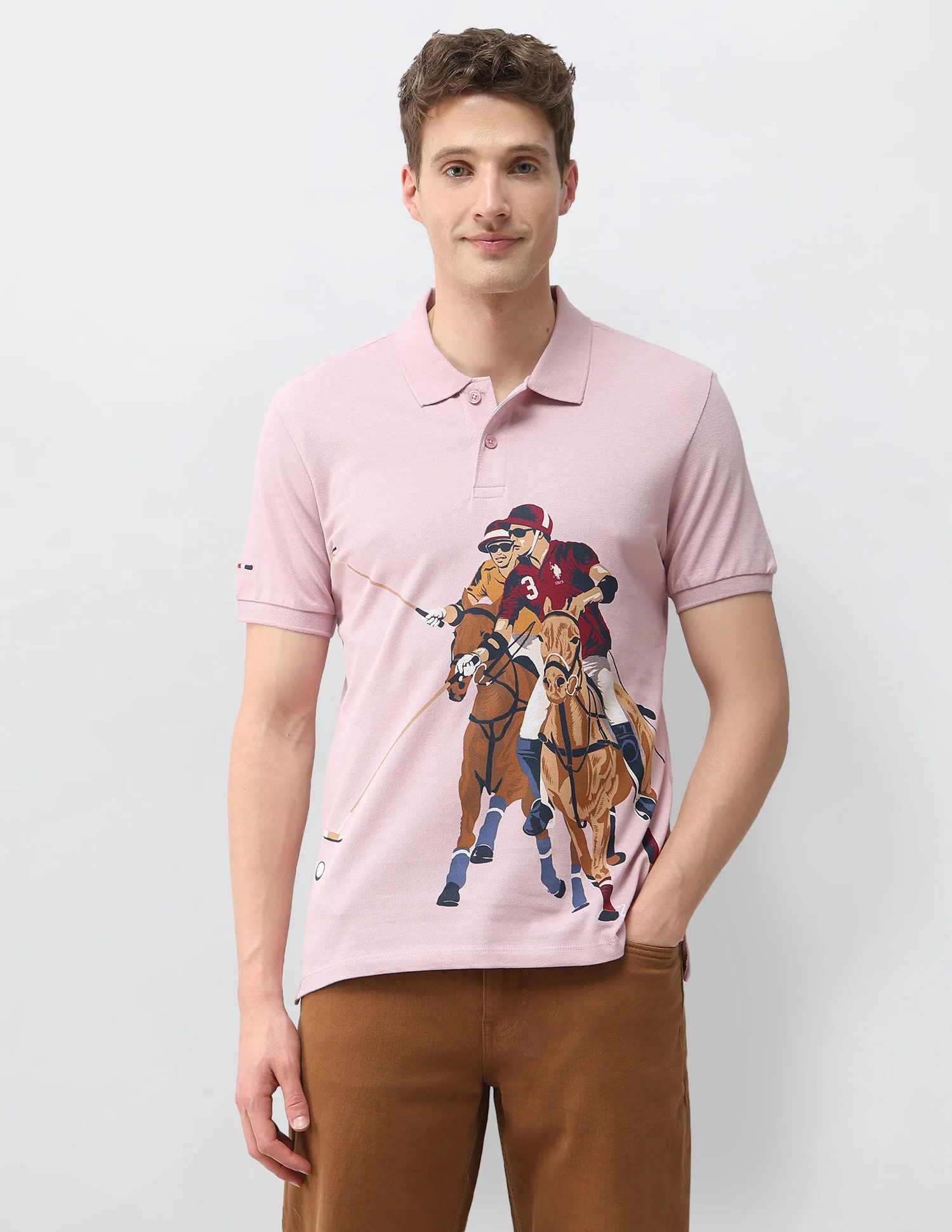 Graphic Printed Muscle Fit Polo Shirt - Image 6