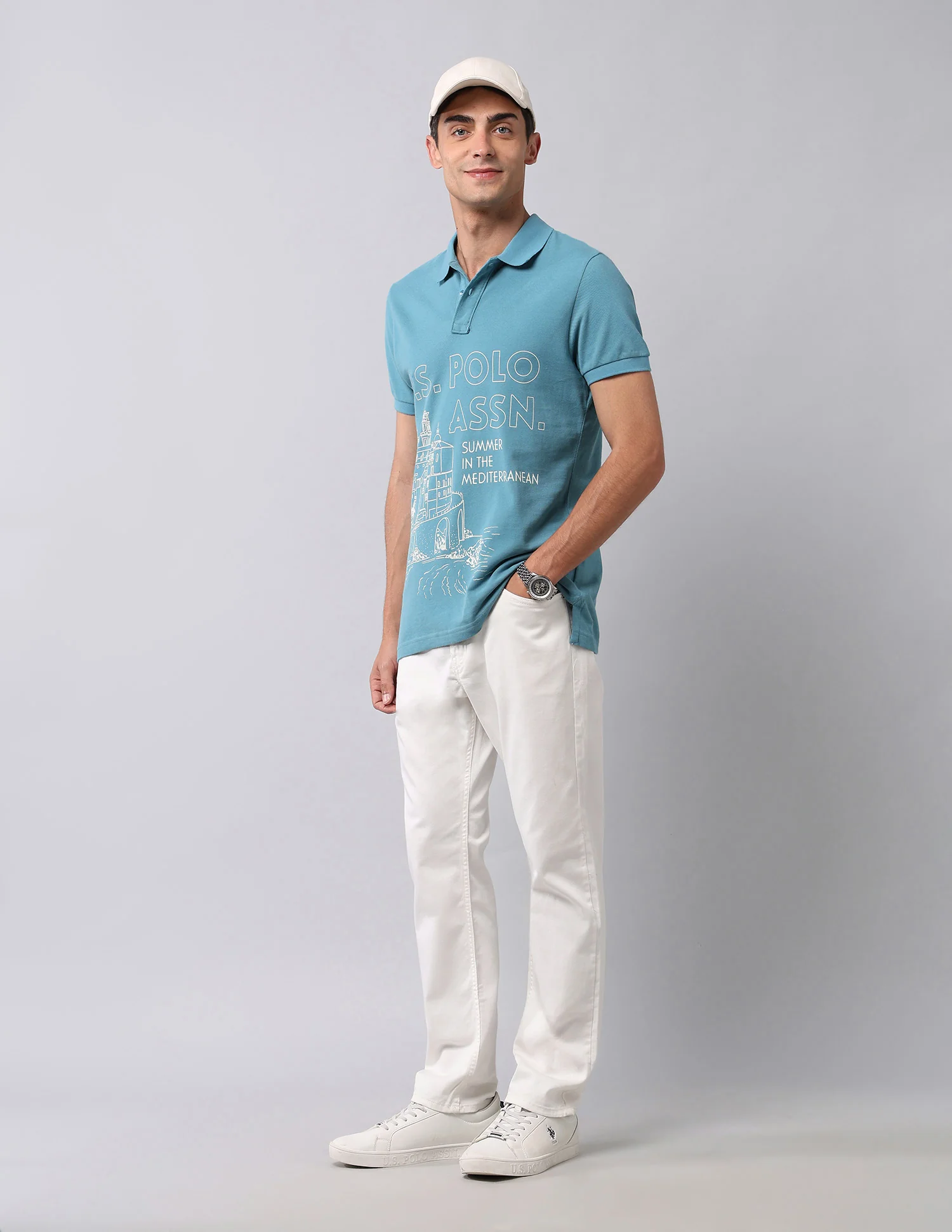 Graphic Printed Muscle Fit Polo Shirt - Image 3