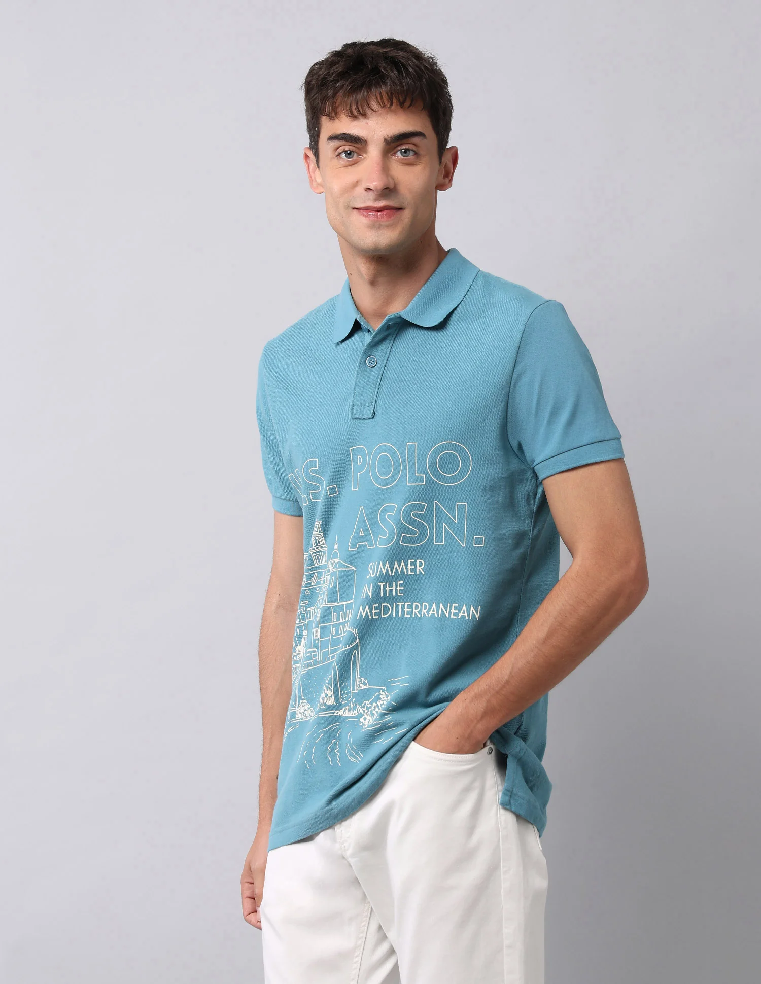 Graphic Printed Muscle Fit Polo Shirt - Image 4