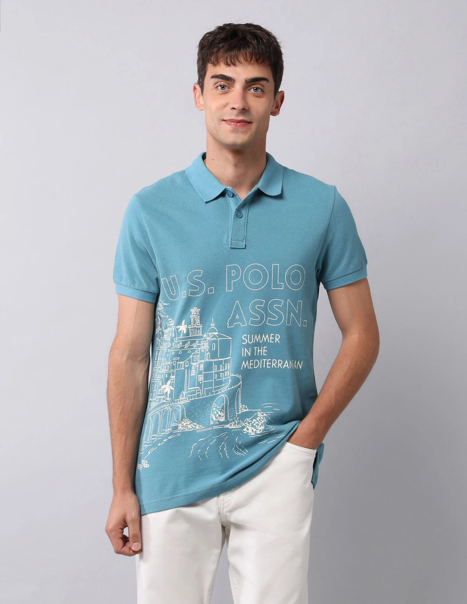 Graphic Printed Muscle Fit Polo Shirt - Image 6