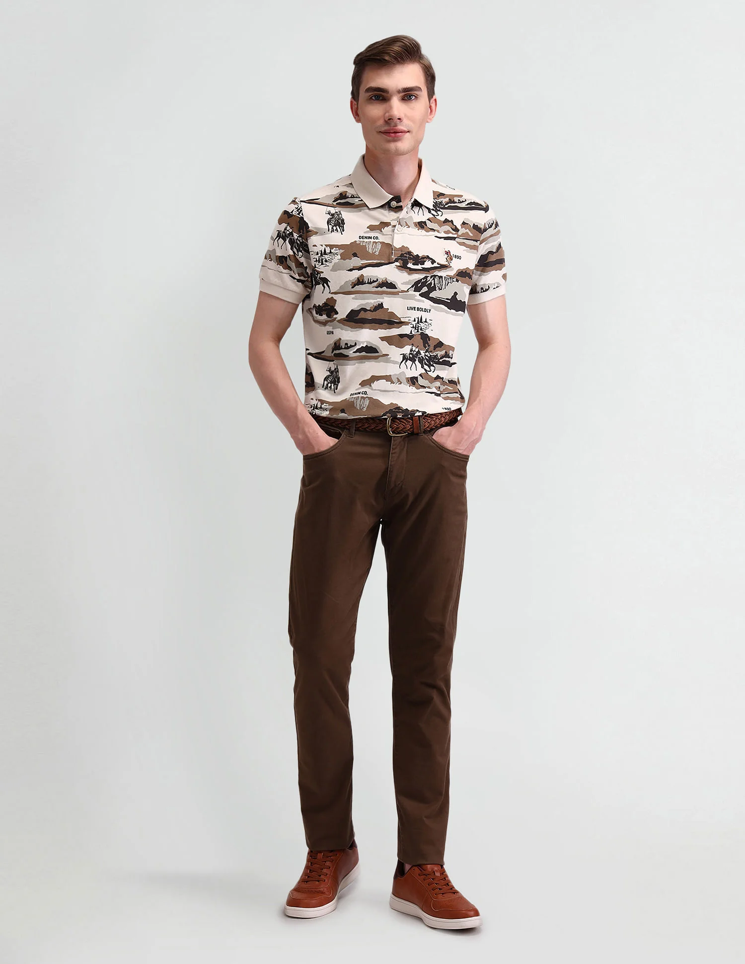 Graphic Printed Muscle Fit Polo Shirt - Image 3