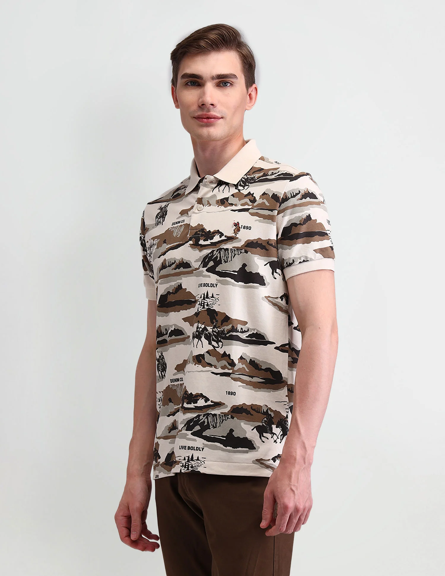 Graphic Printed Muscle Fit Polo Shirt - Image 4
