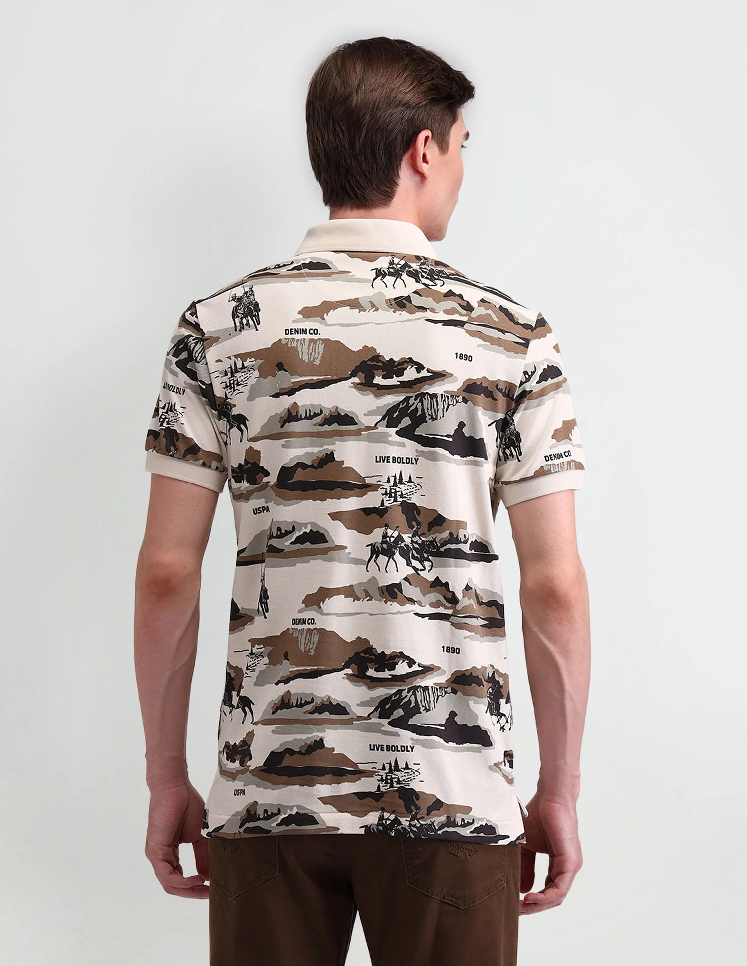 Graphic Printed Muscle Fit Polo Shirt - Image 5