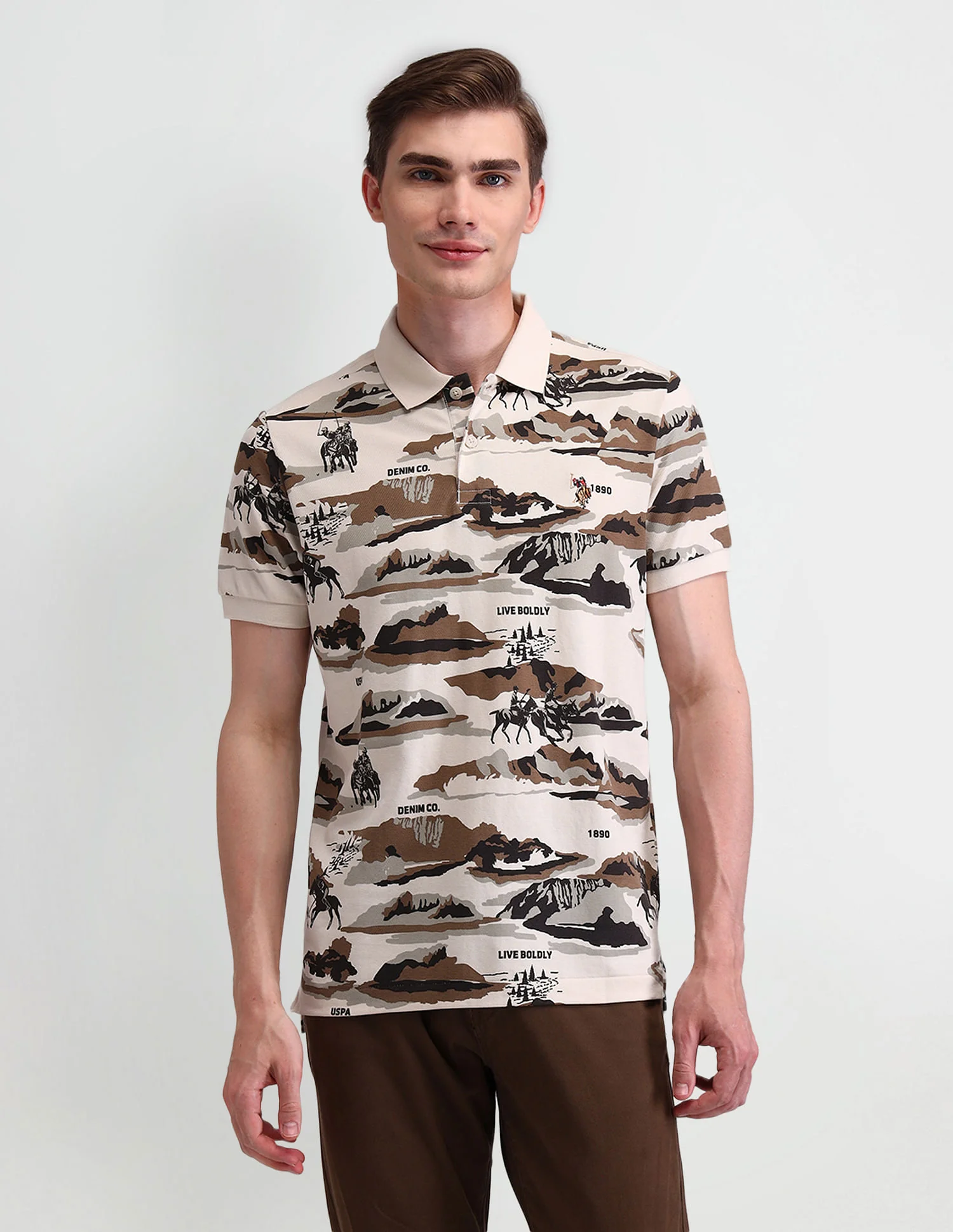 Graphic Printed Muscle Fit Polo Shirt - Image 6