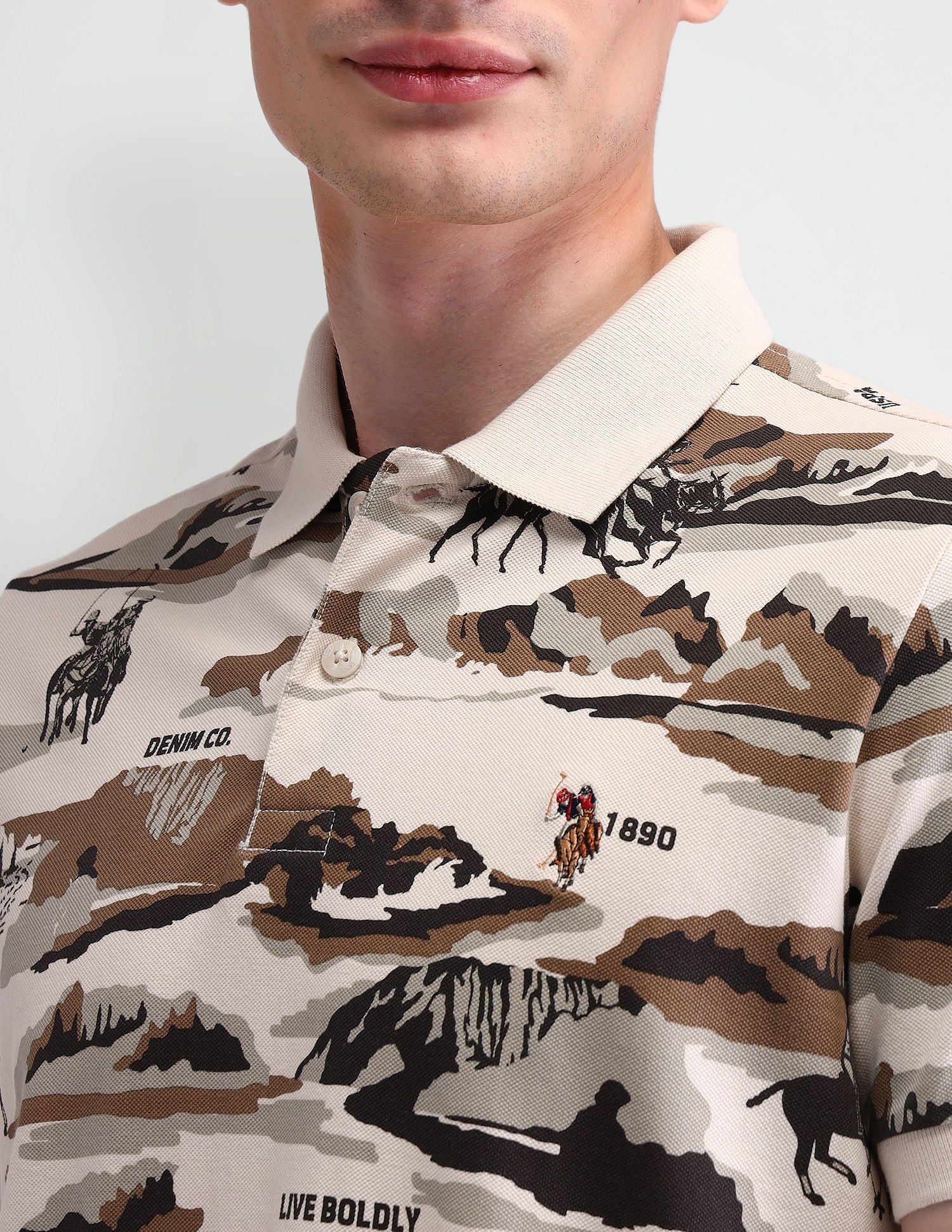 Graphic Printed Muscle Fit Polo Shirt - Image 7