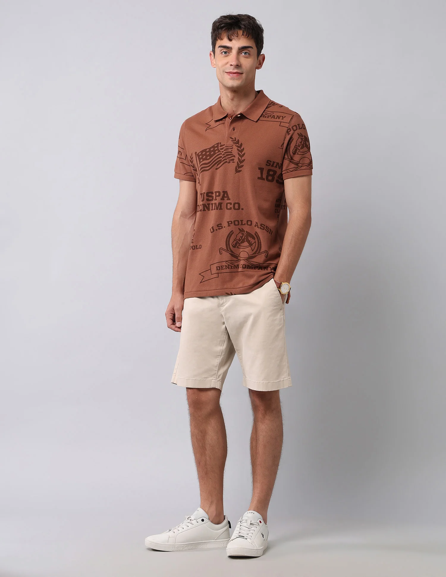 Graphic Printed Muscle Fit Polo Shirt - Image 3