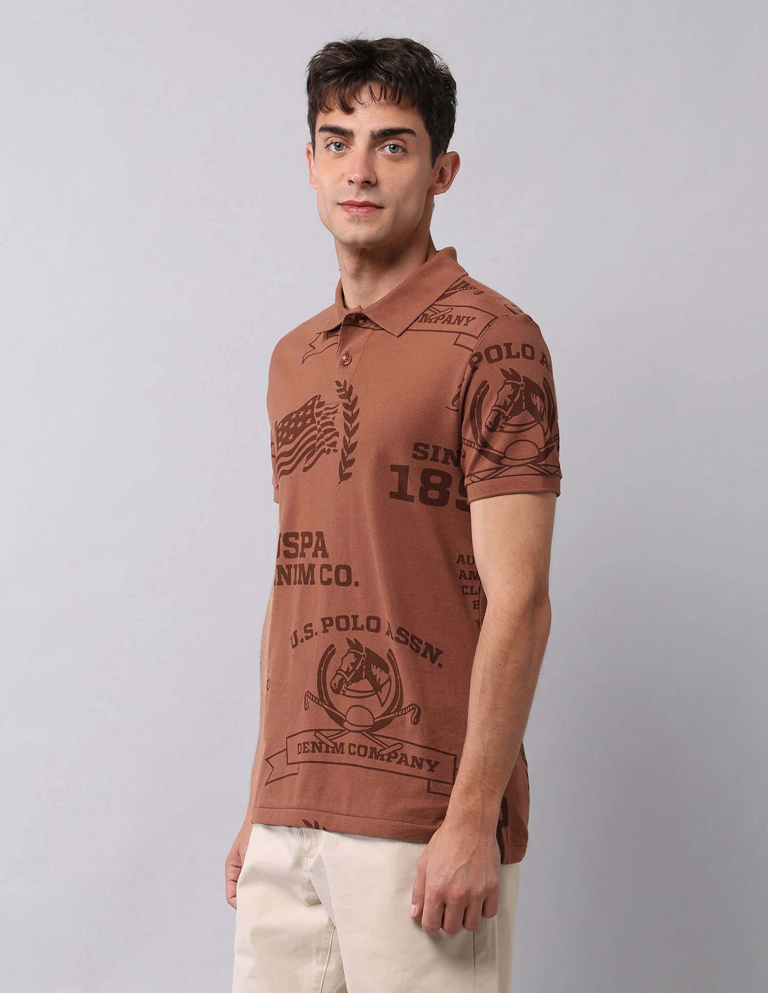 Graphic Printed Muscle Fit Polo Shirt - Image 4