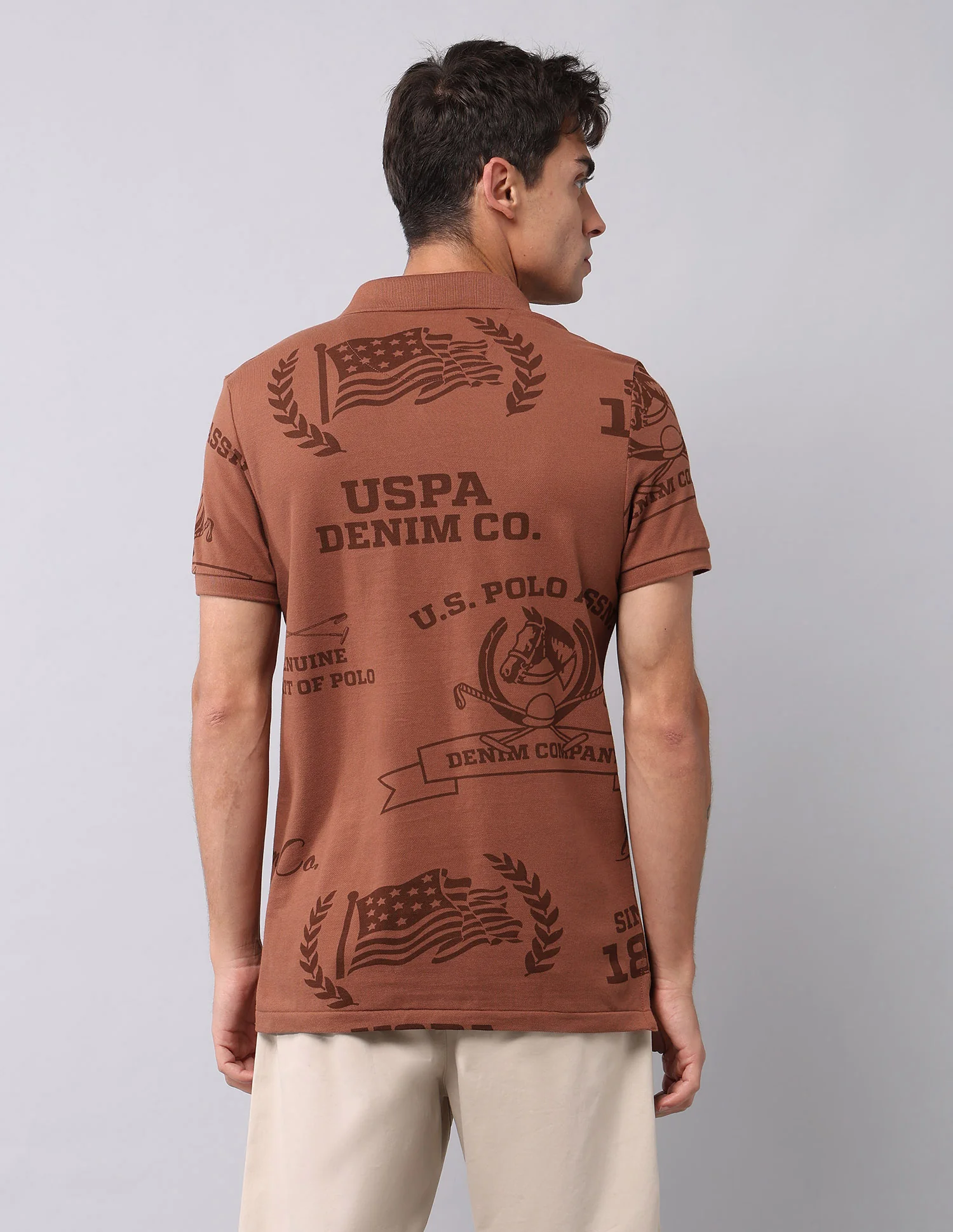Graphic Printed Muscle Fit Polo Shirt - Image 5