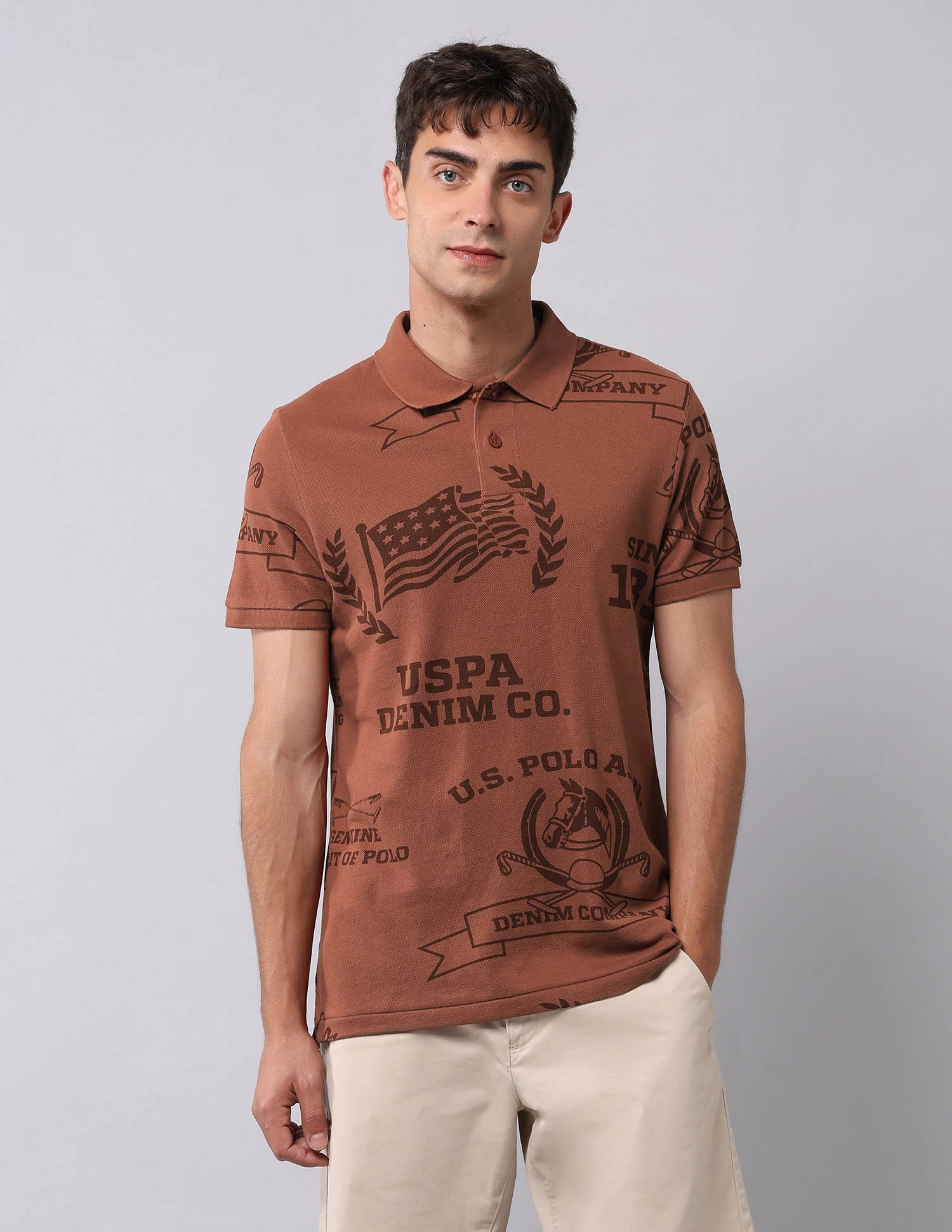 Graphic Printed Muscle Fit Polo Shirt - Image 6