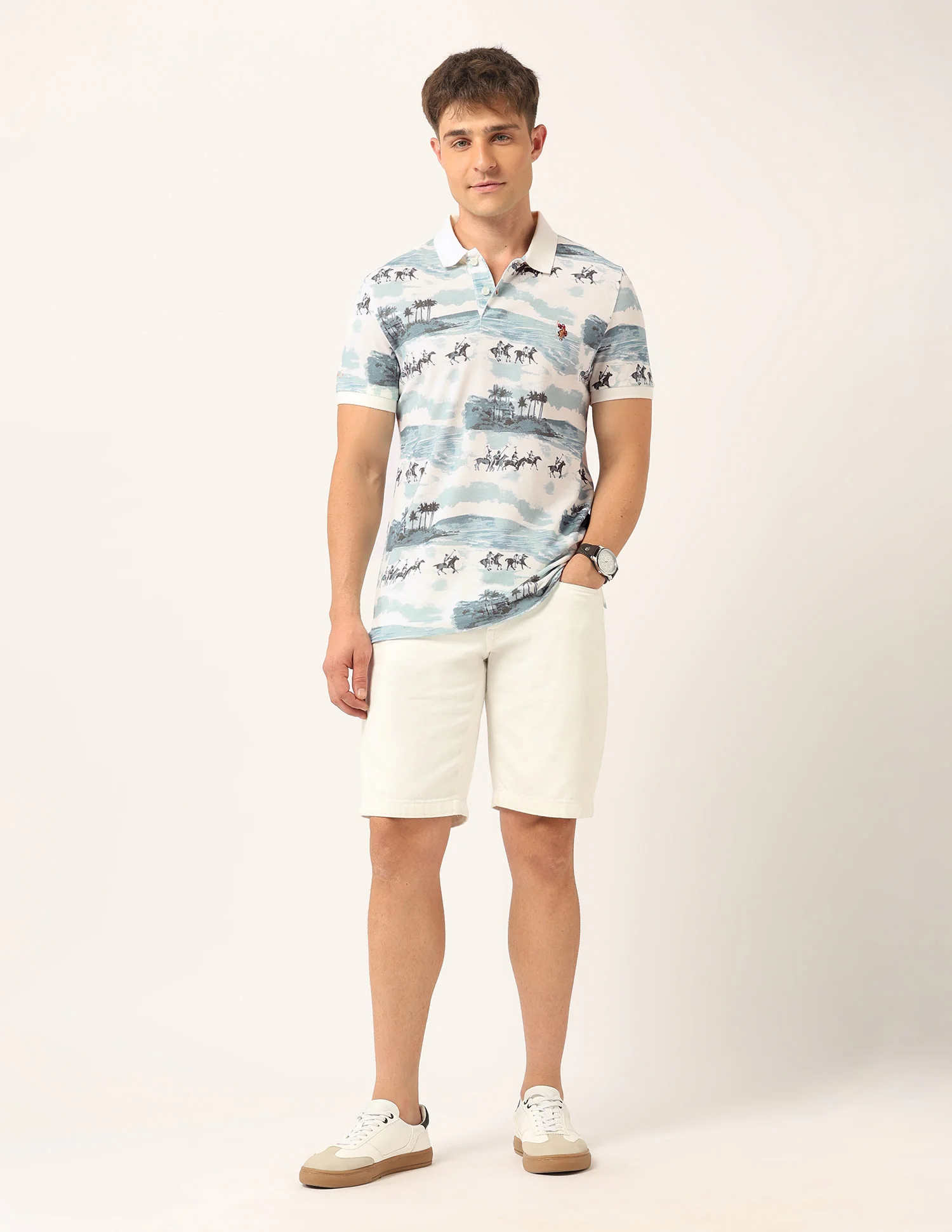 Graphic Printed Muscle Fit Polo Shirt - Image 3