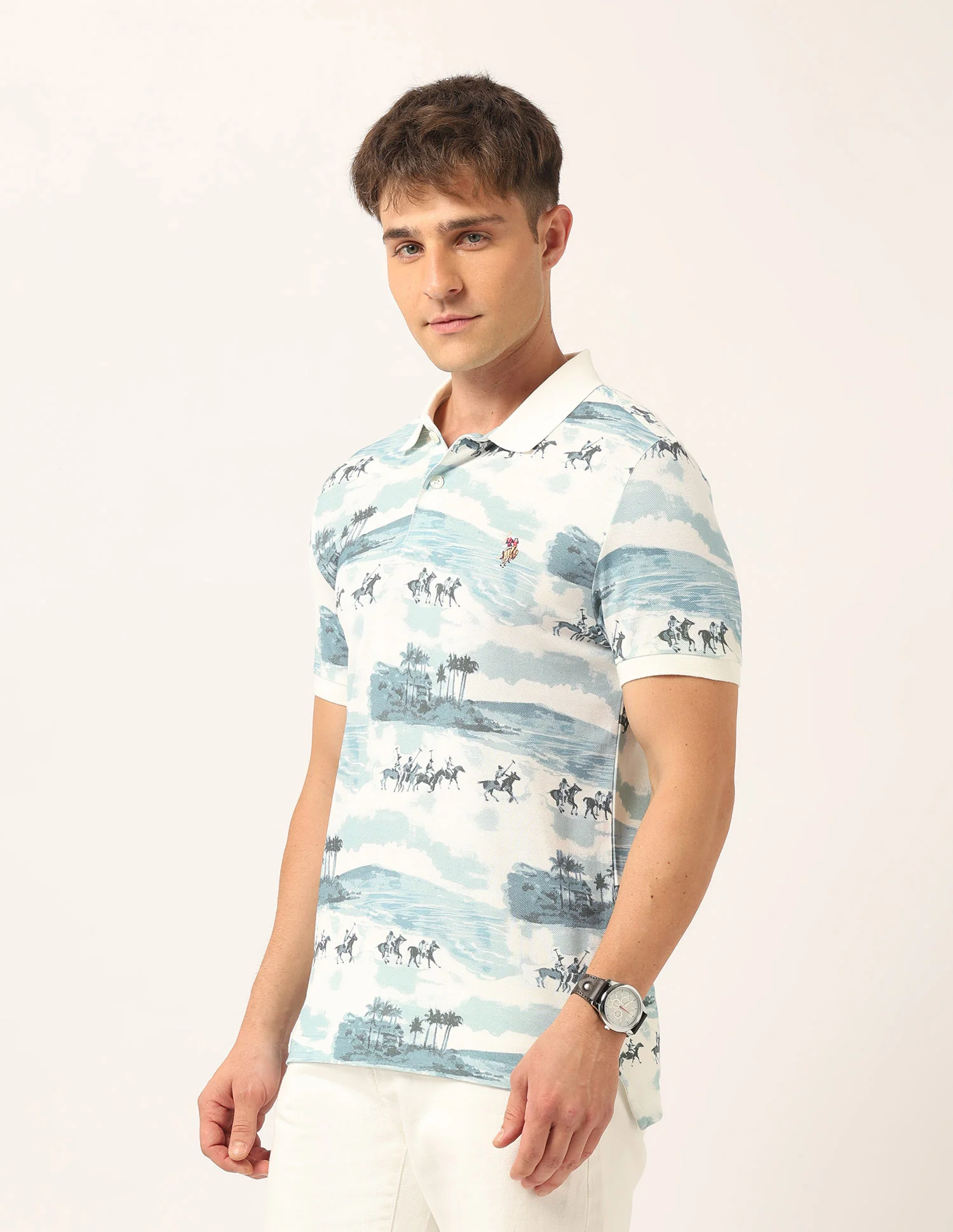 Graphic Printed Muscle Fit Polo Shirt - Image 4