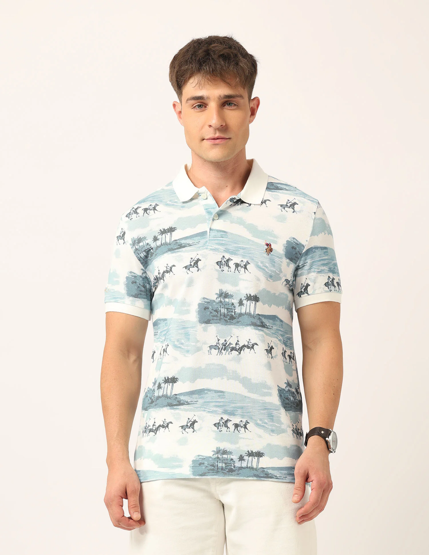 Graphic Printed Muscle Fit Polo Shirt - Image 6