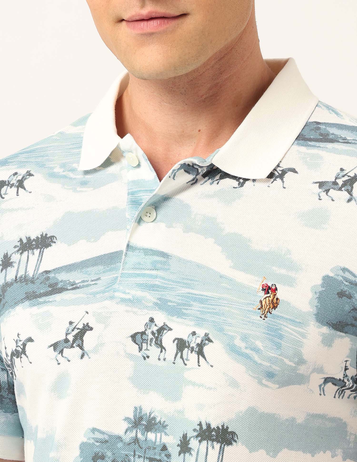 Graphic Printed Muscle Fit Polo Shirt - Image 7