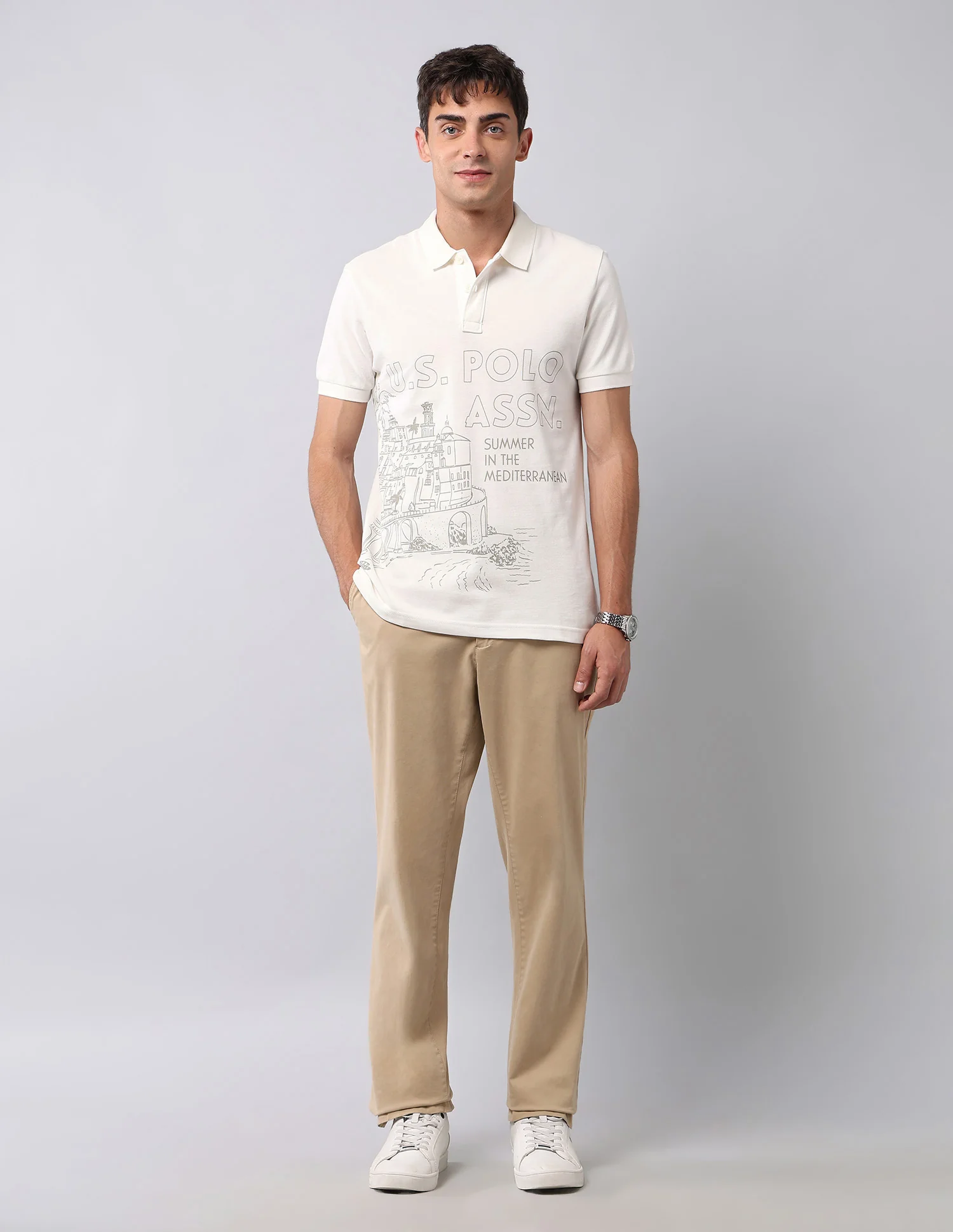 Graphic Printed Muscle Fit Polo Shirt - Image 3