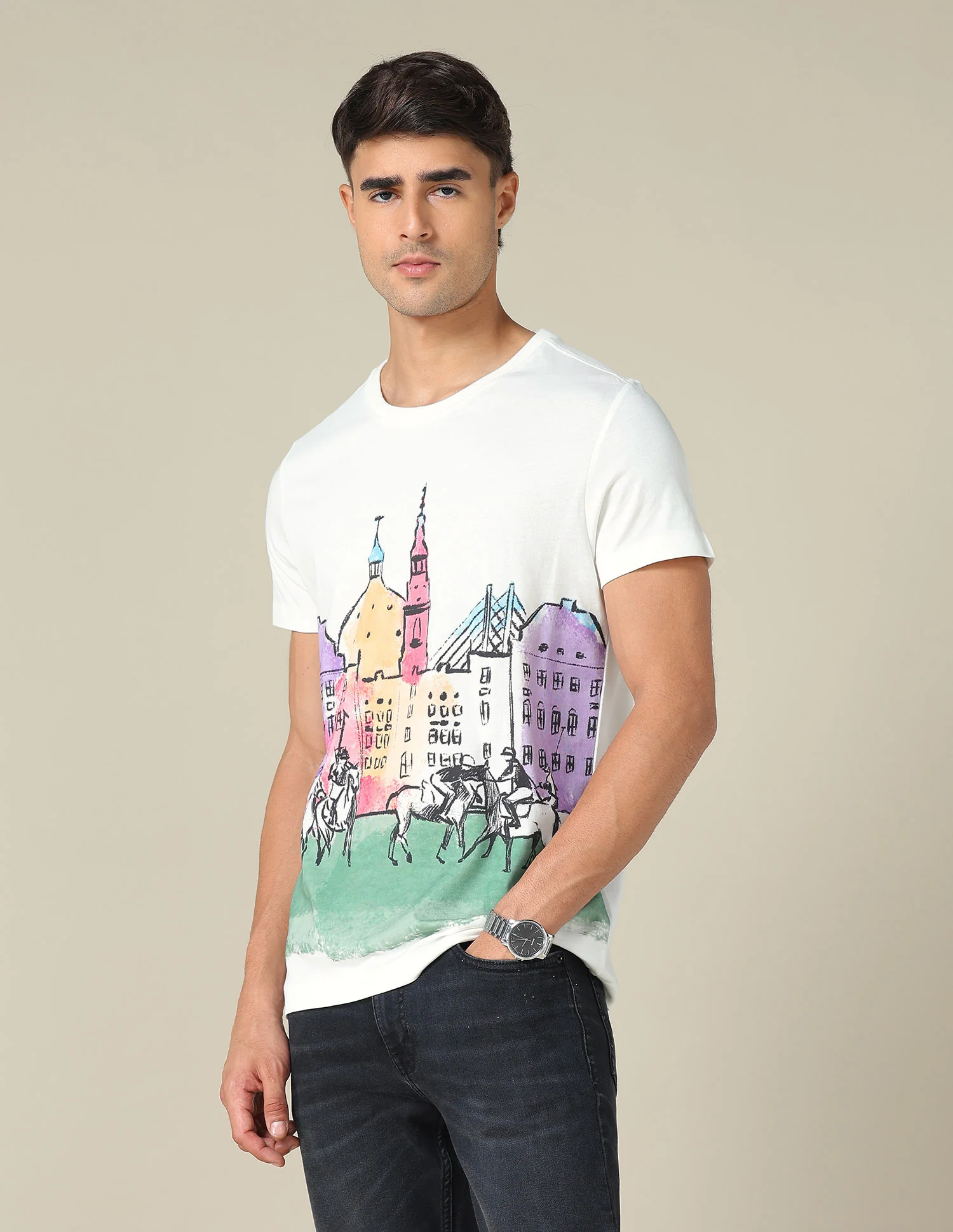 Graphic Printed Muscle Fit T-Shirt - Image 4