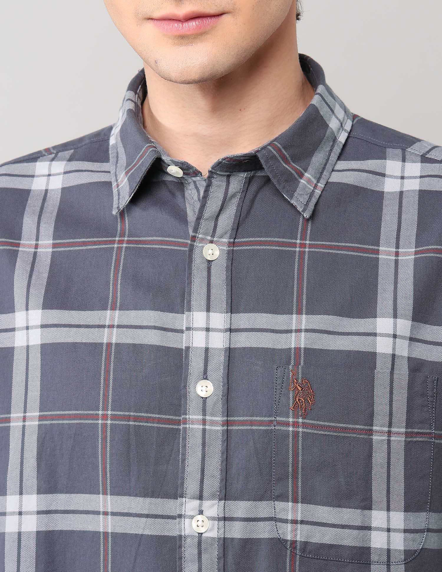 Grid Tattersall Checked Pure Cotton Shirt - Image 7