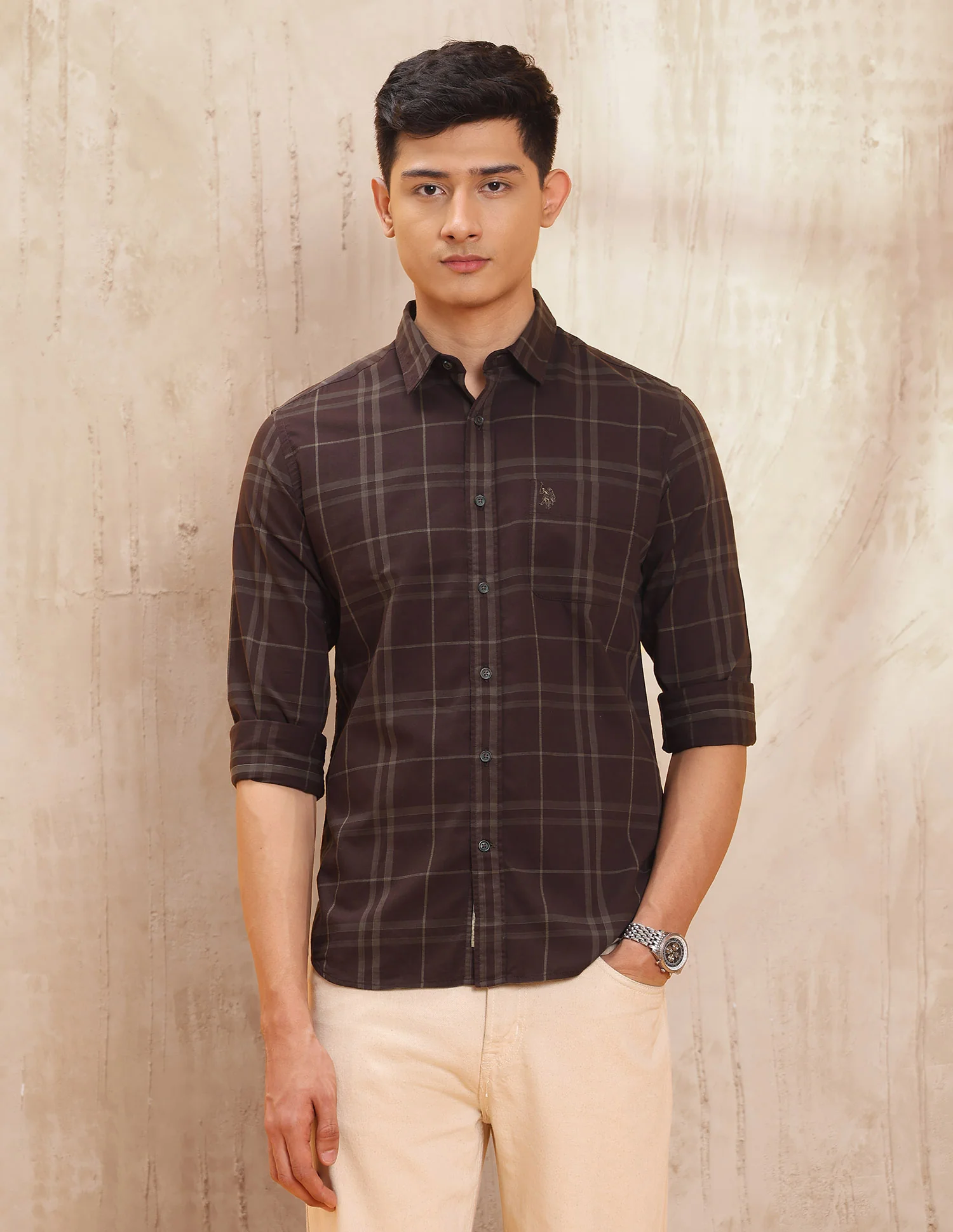 Grid Tattersall Checked Pure Cotton Shirt - Image 6
