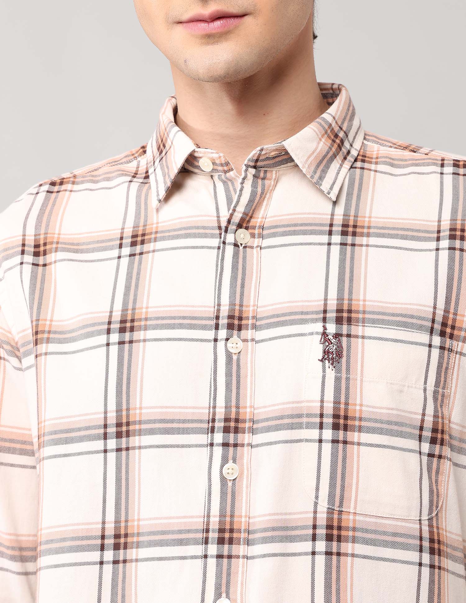Grid Tattersall Checked Pure Cotton Shirt - Image 7