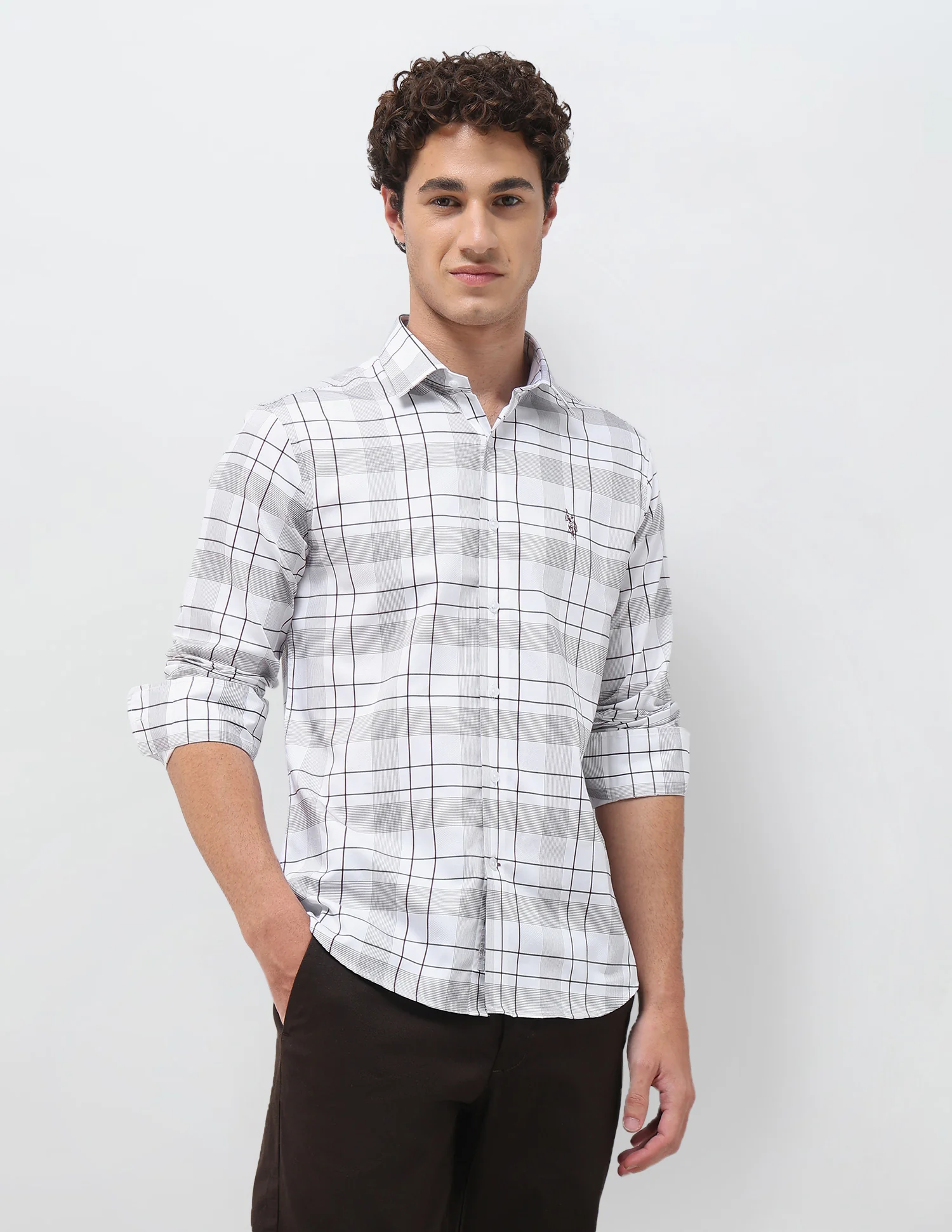 Grid Tattersall Checked Satin Shirt - Image 4
