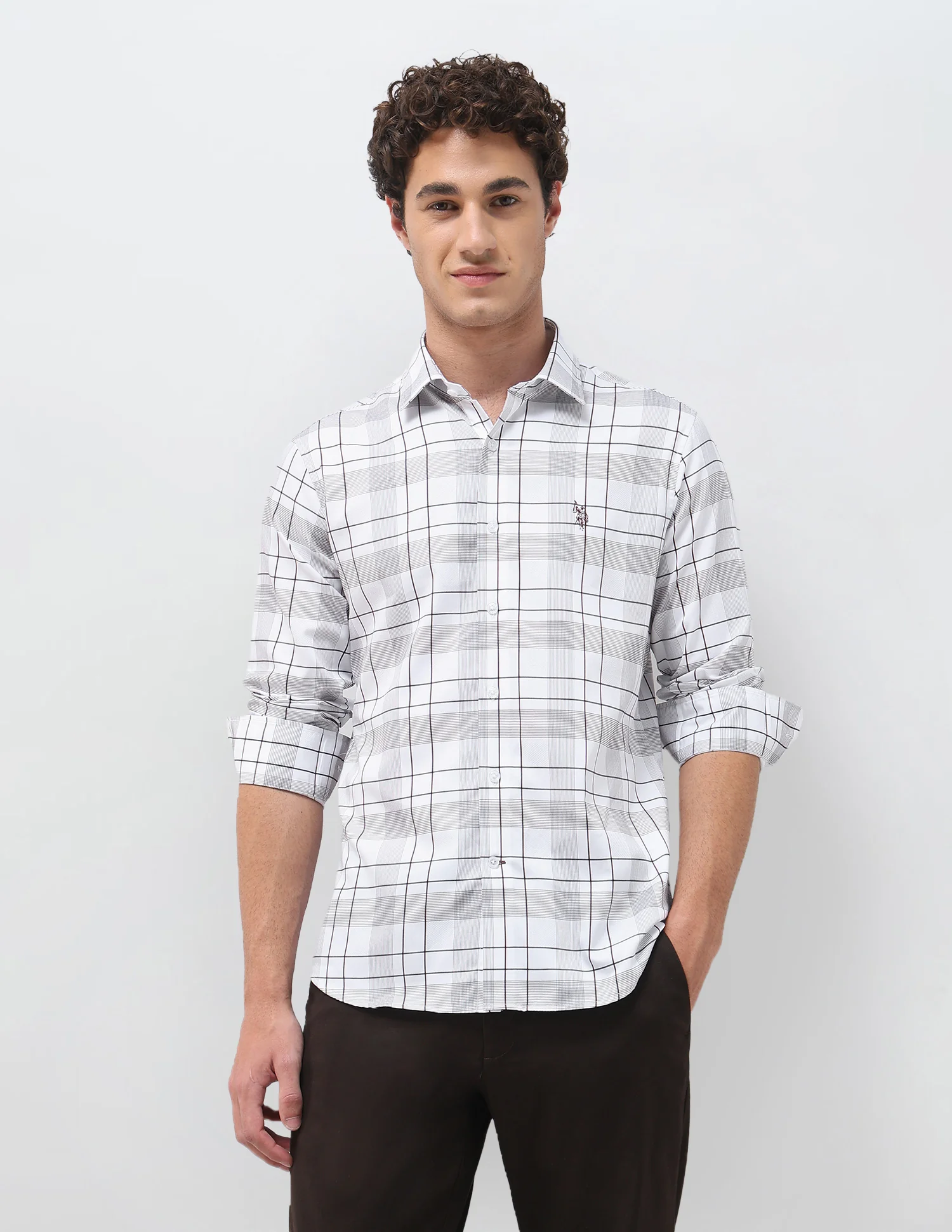 Grid Tattersall Checked Satin Shirt - Image 6