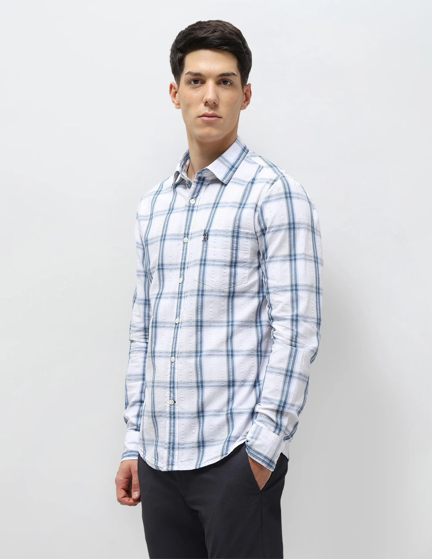 Grid Tattersall Checked Seersucker Shirt - Image 4