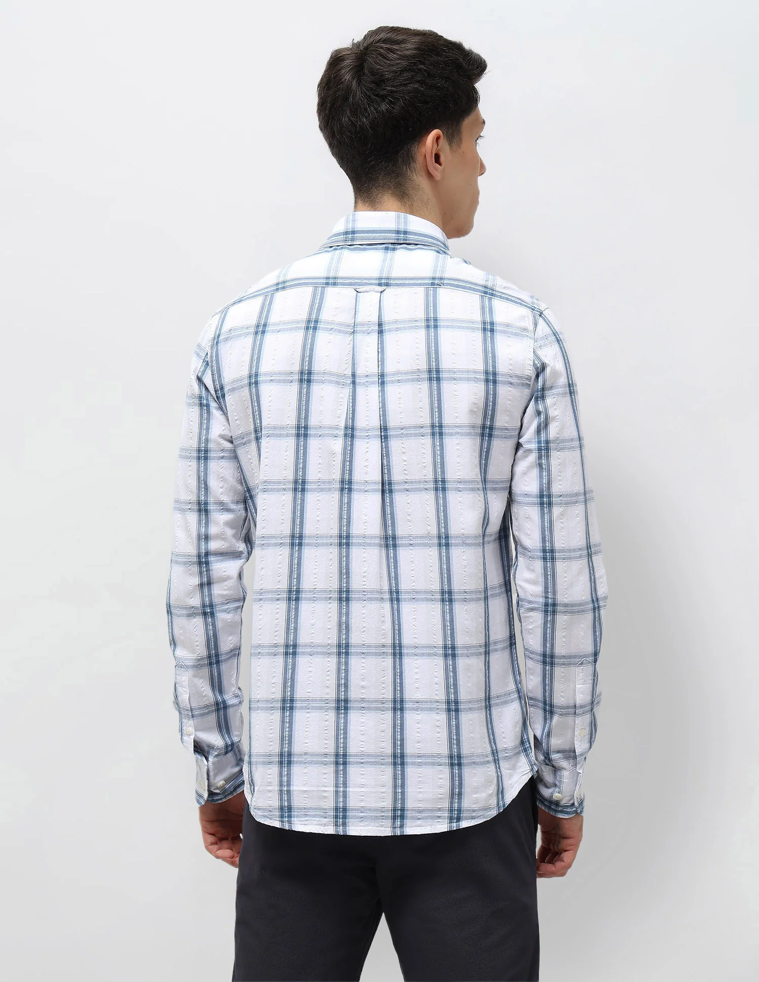 Grid Tattersall Checked Seersucker Shirt - Image 5