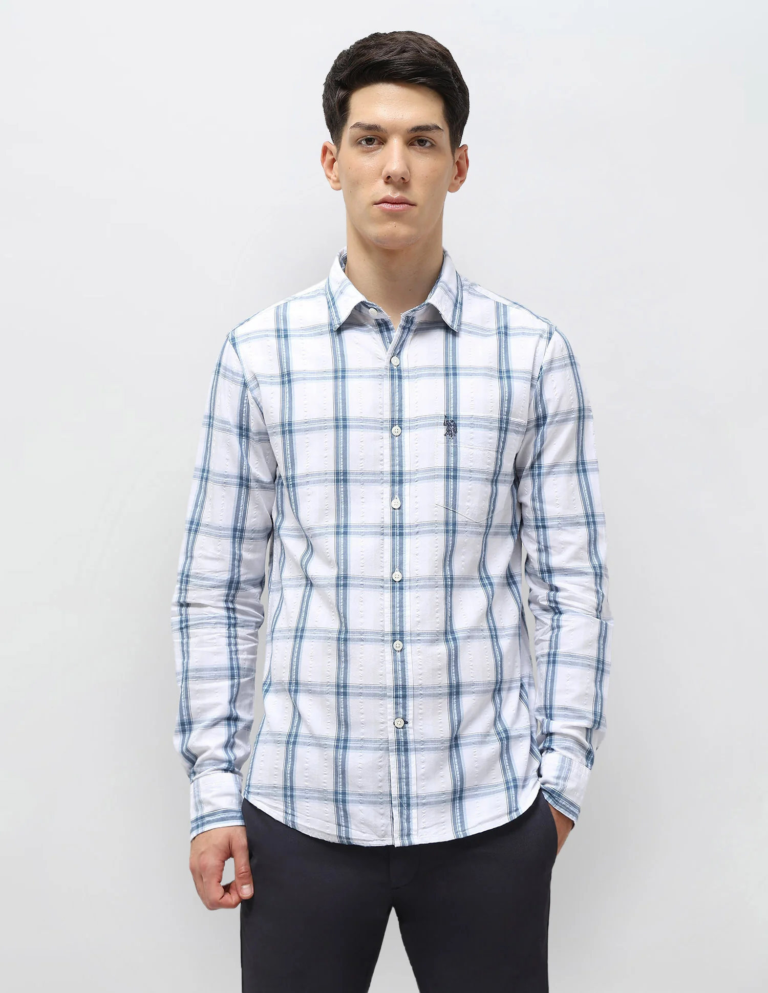Grid Tattersall Checked Seersucker Shirt - Image 6