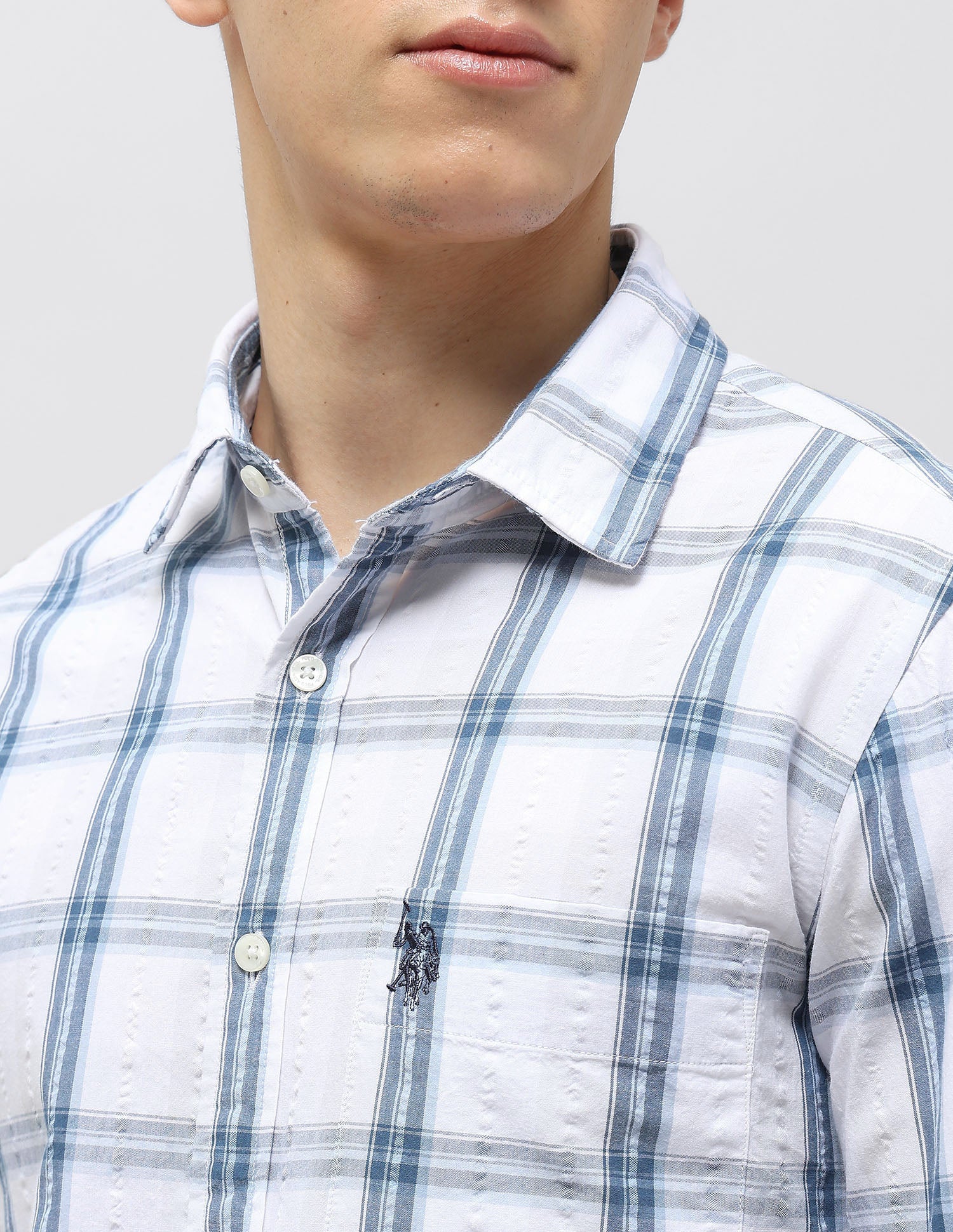 Grid Tattersall Checked Seersucker Shirt - Image 7