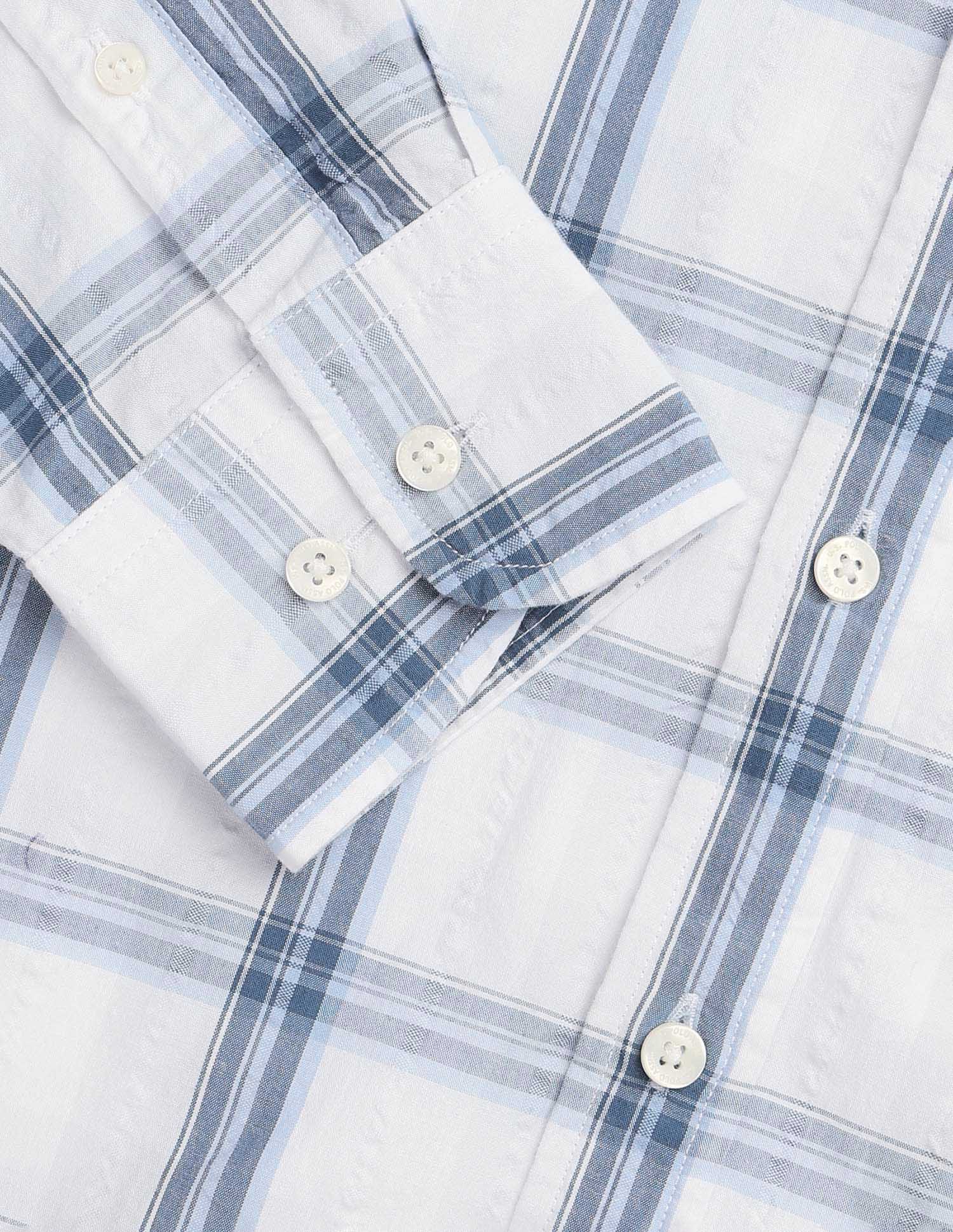 Grid Tattersall Checked Seersucker Shirt - Image 8