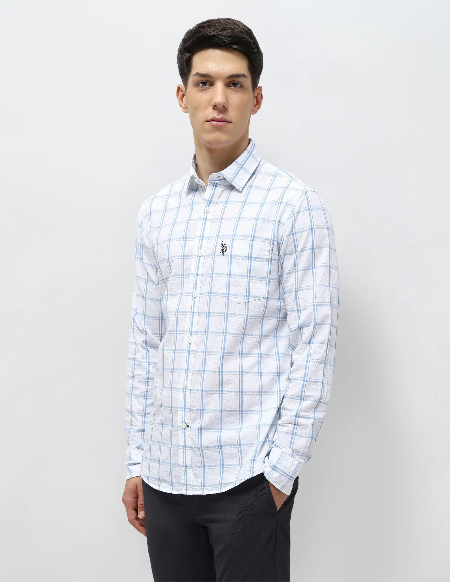 Grid Tattersall Checked Seersucker Shirt - Image 4