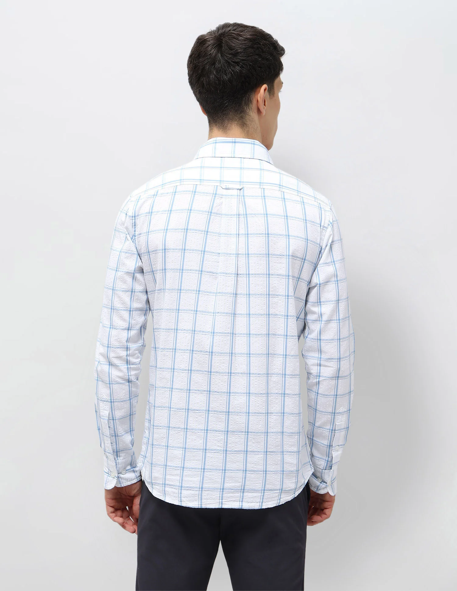Grid Tattersall Checked Seersucker Shirt - Image 5