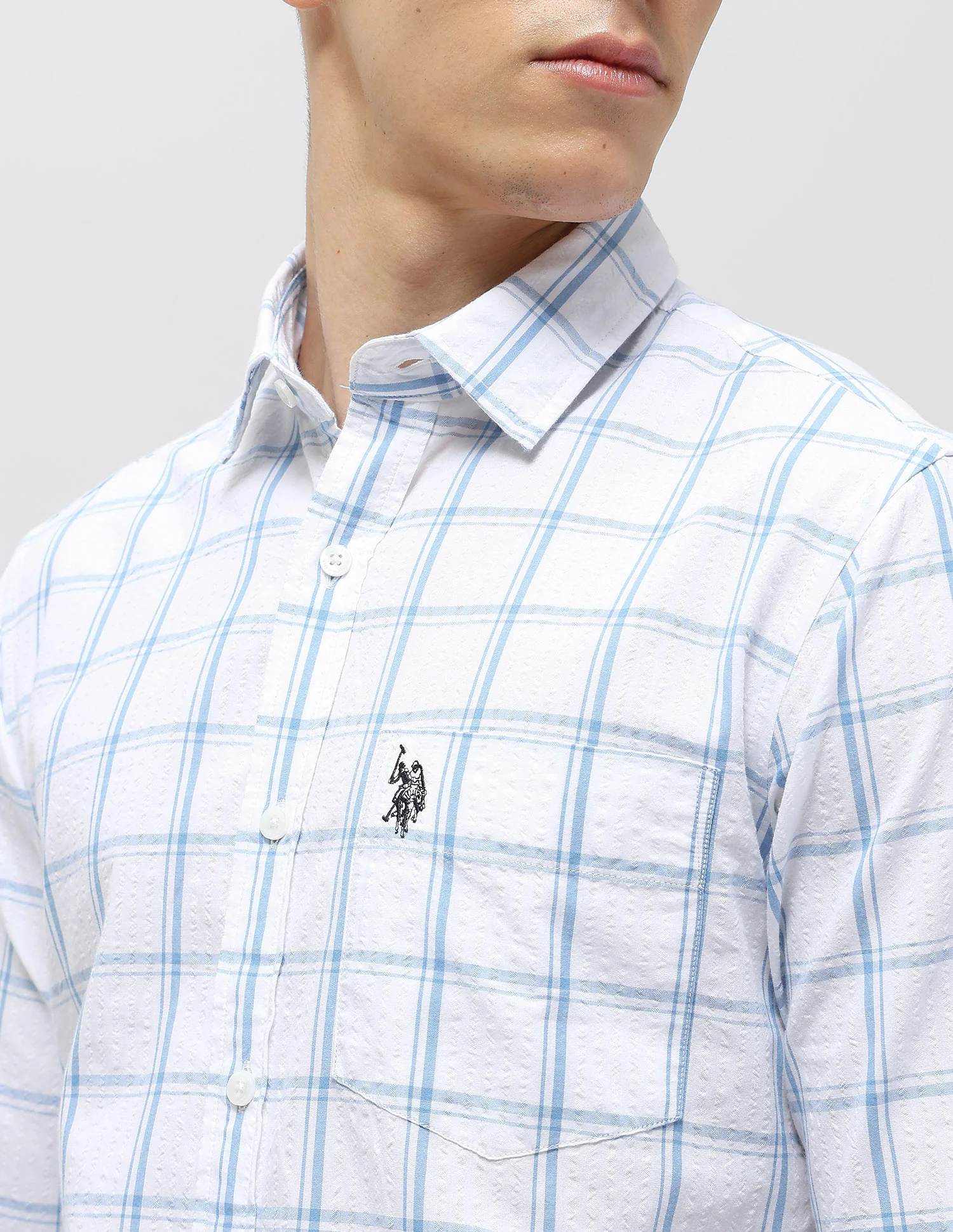 Grid Tattersall Checked Seersucker Shirt - Image 7