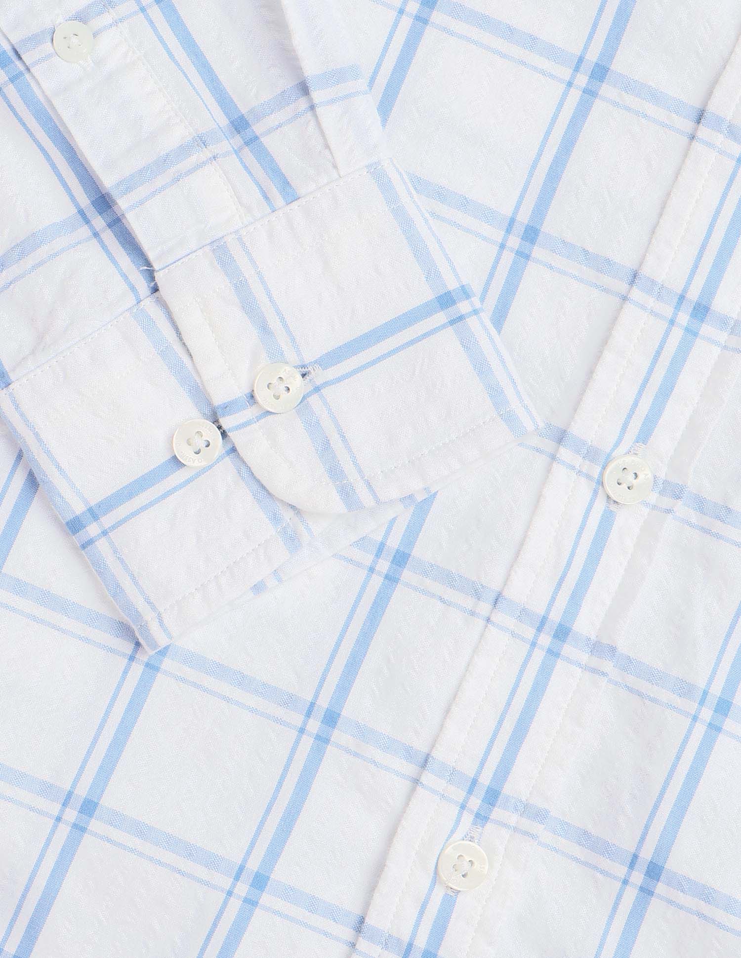 Grid Tattersall Checked Seersucker Shirt - Image 8