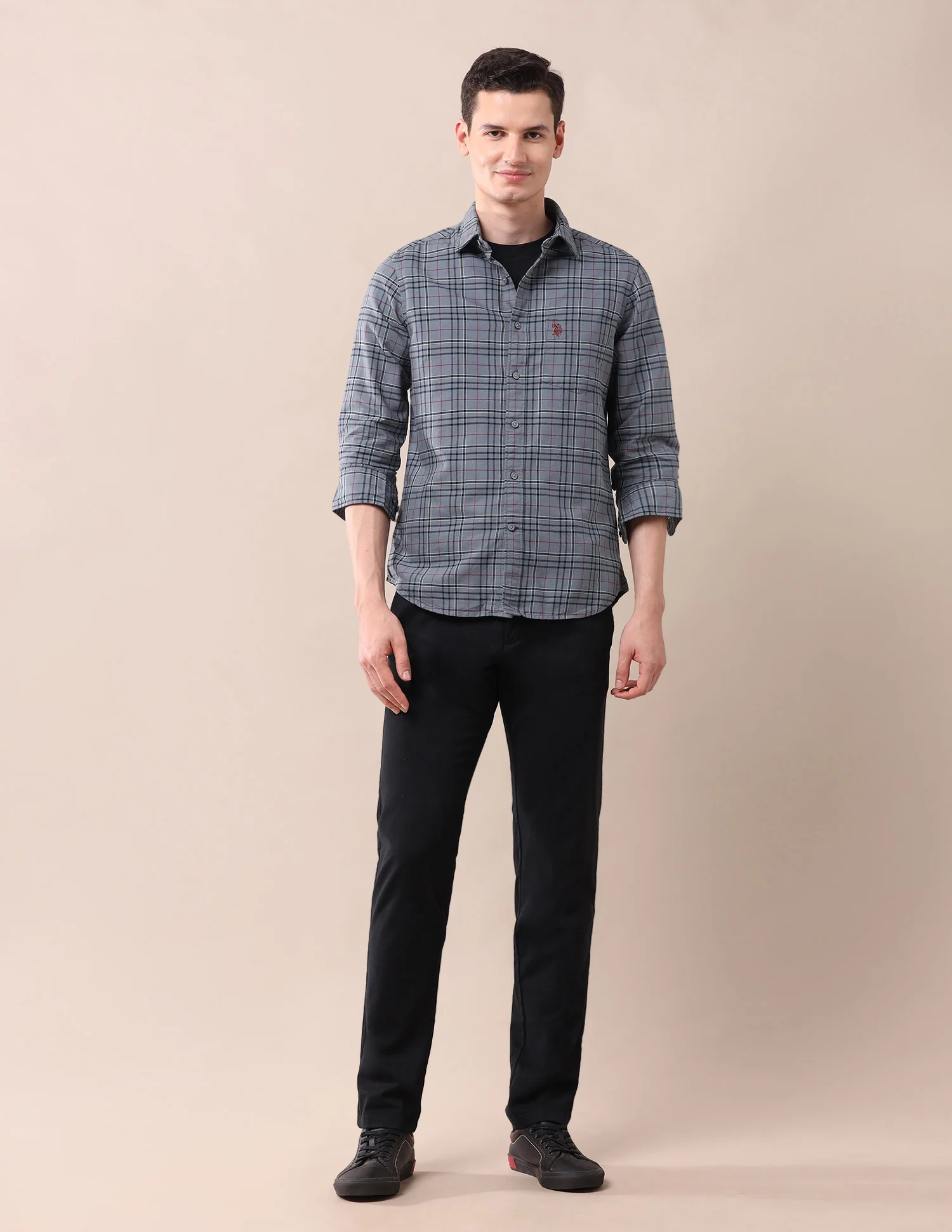 Grid Tattersall Checked Tailored Fit Oxford Shirt - Image 3