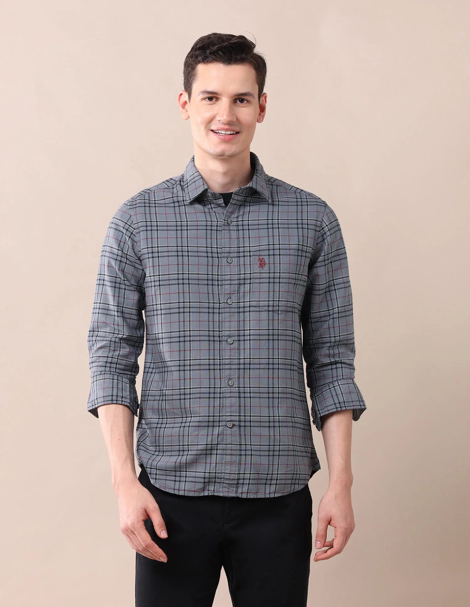 Grid Tattersall Checked Tailored Fit Oxford Shirt - Image 6