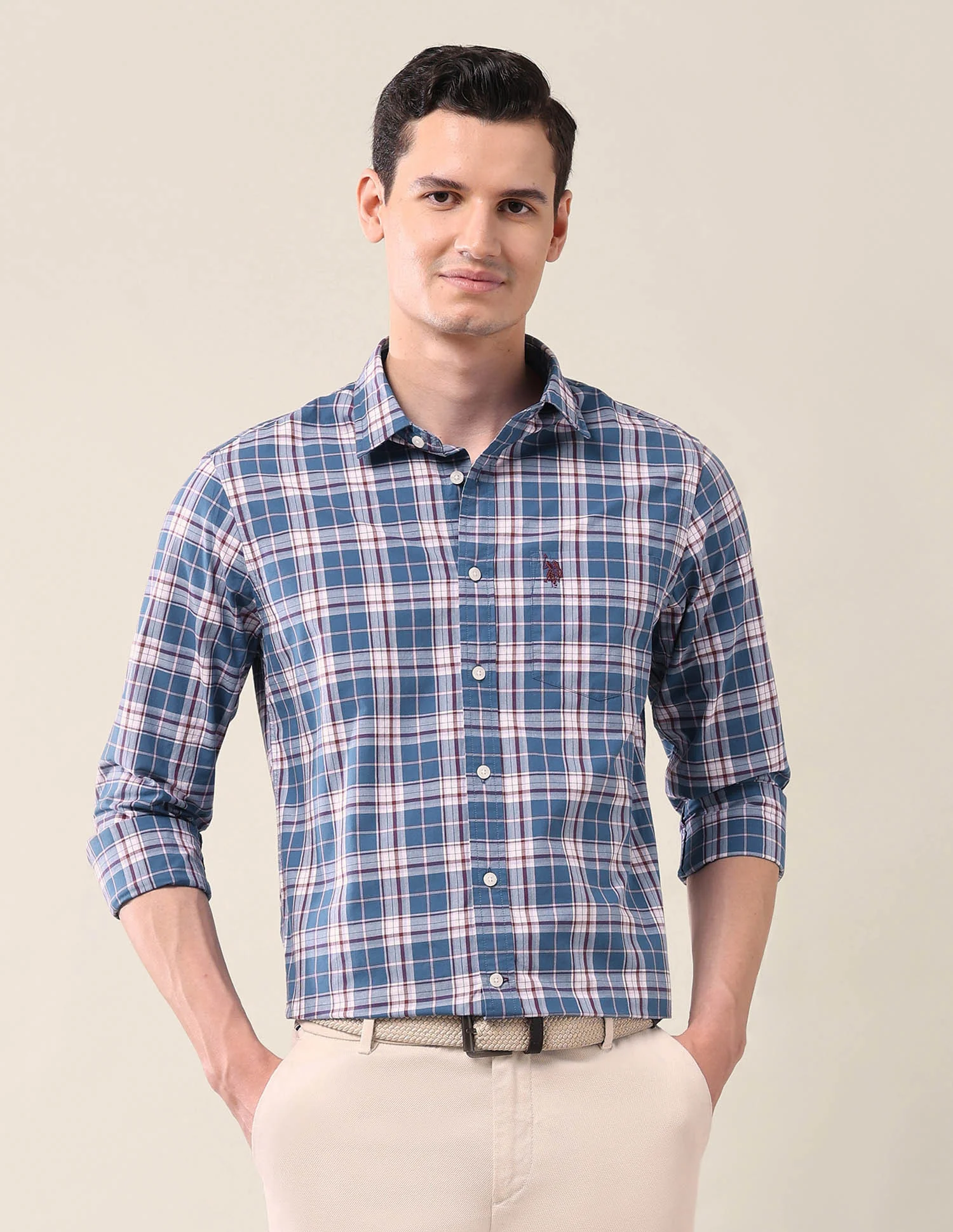 Grid Tattersall Checked Tailored Fit Shirt