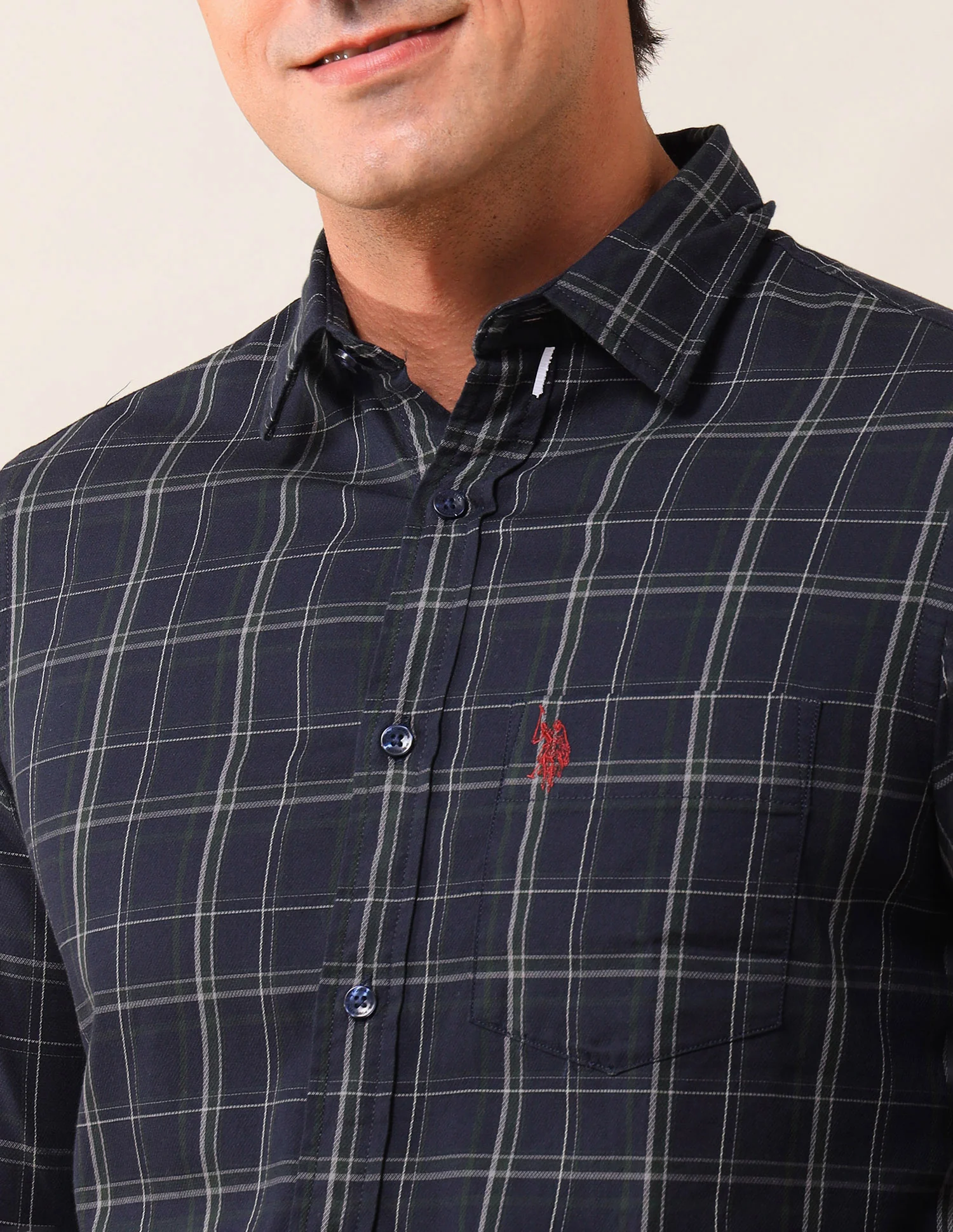 Grid Tattersall Checked Tailored Fit Shirt - Image 7