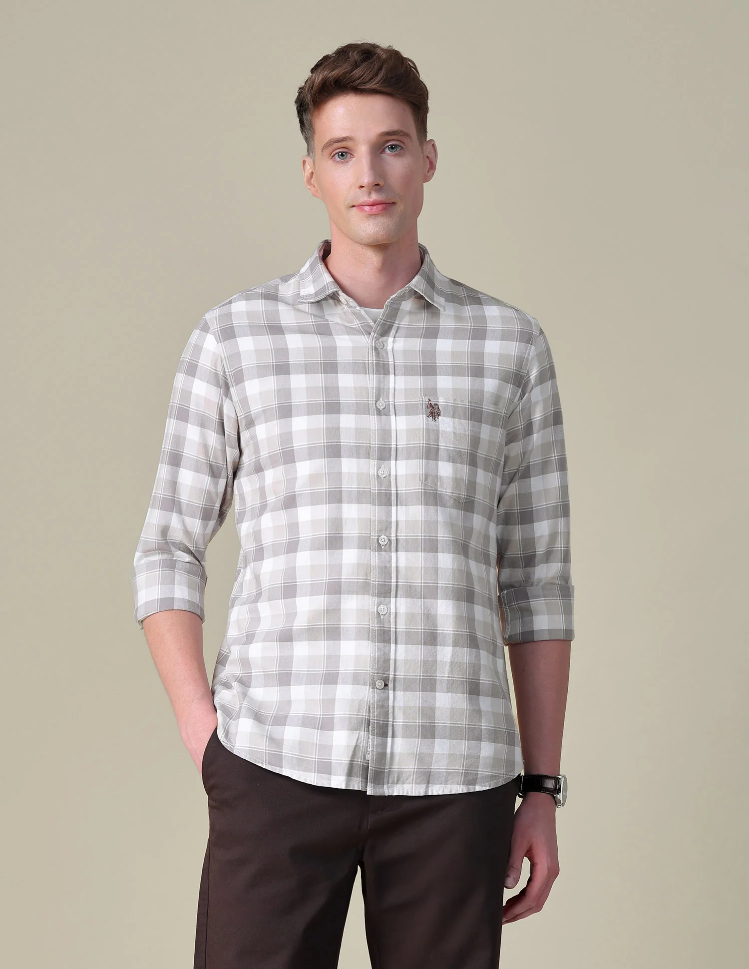 Grid Tattersall Checked Tailored Fit Shirt - Image 6