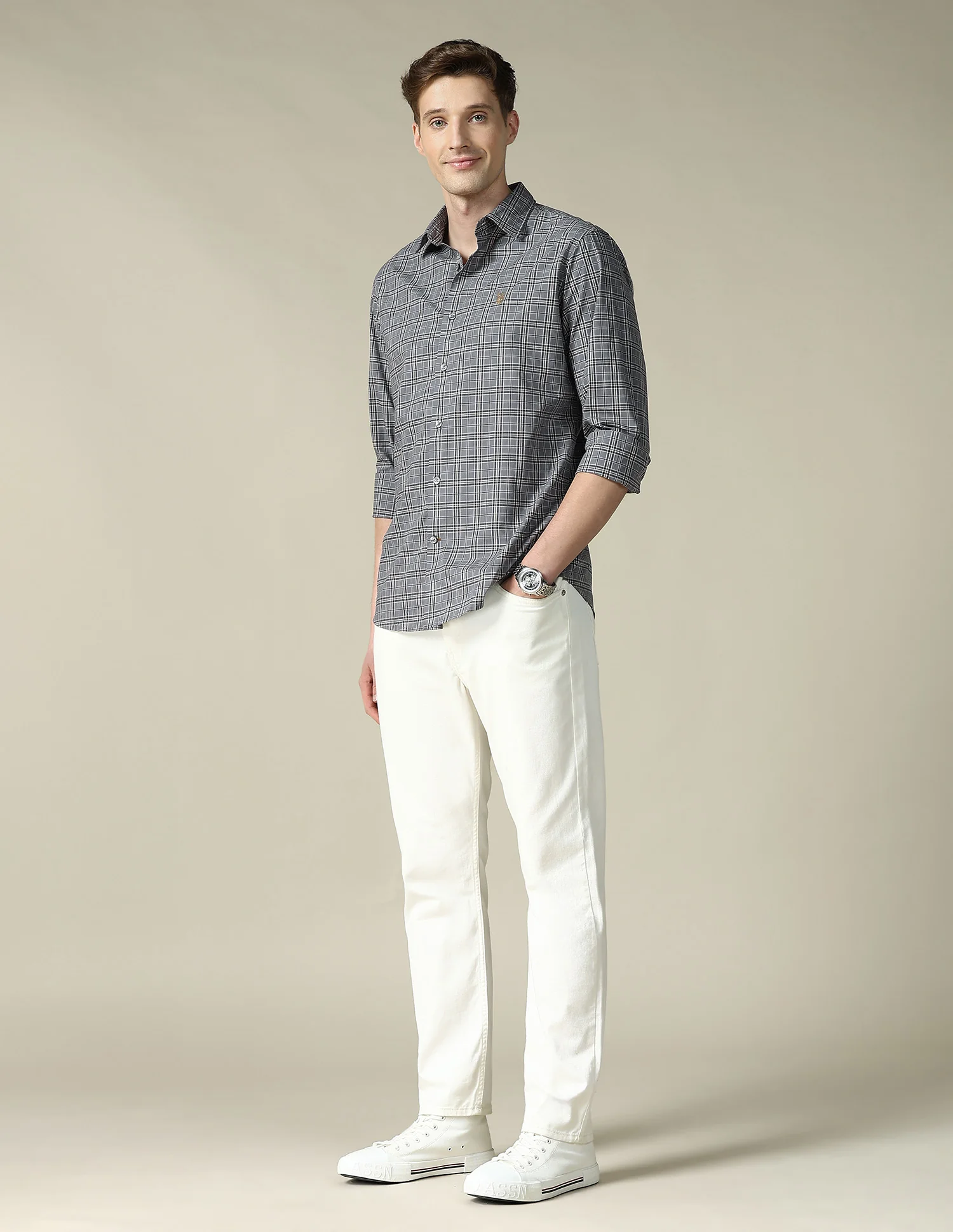 Grid Tattersall Checked Tailored Fit Shirt - Image 3