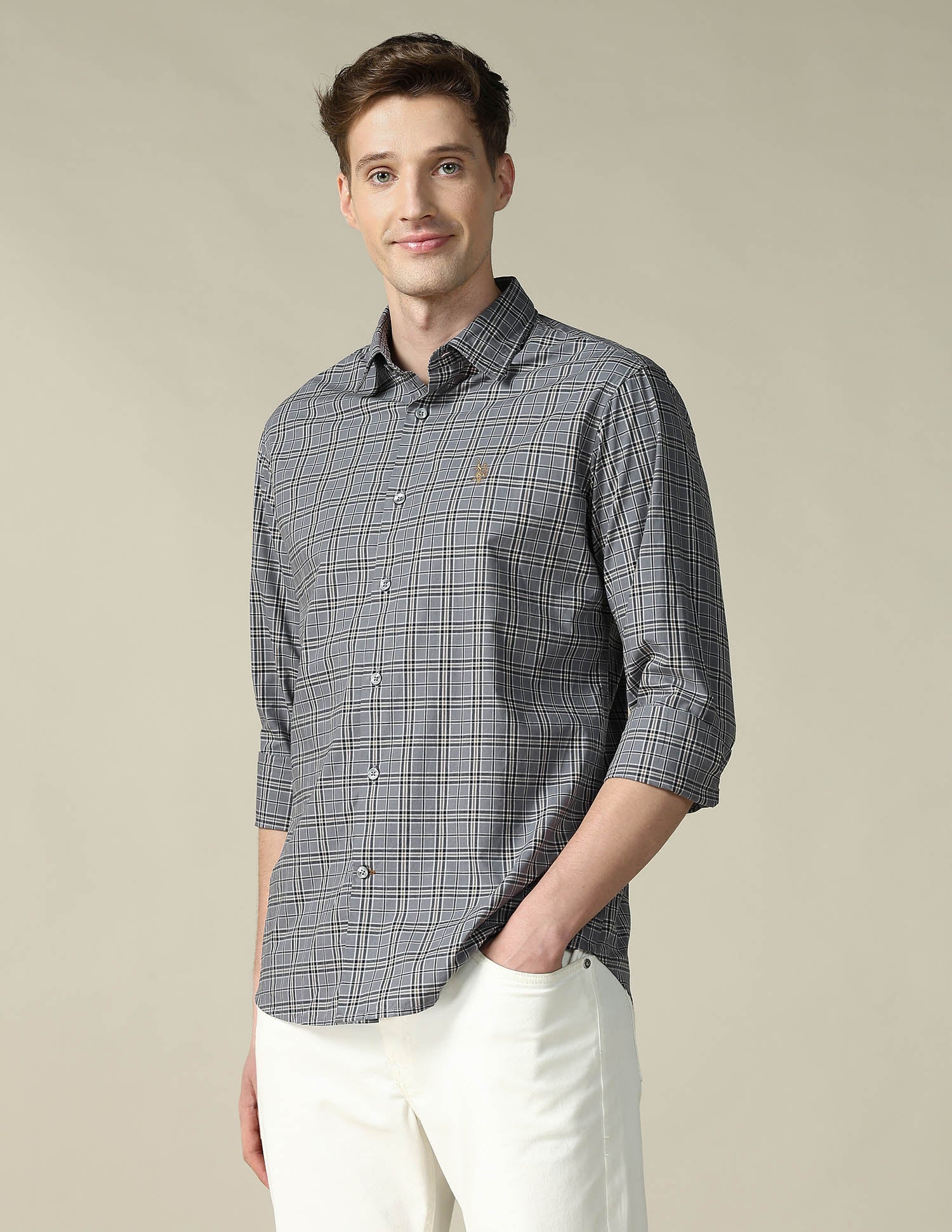 Grid Tattersall Checked Tailored Fit Shirt - Image 4