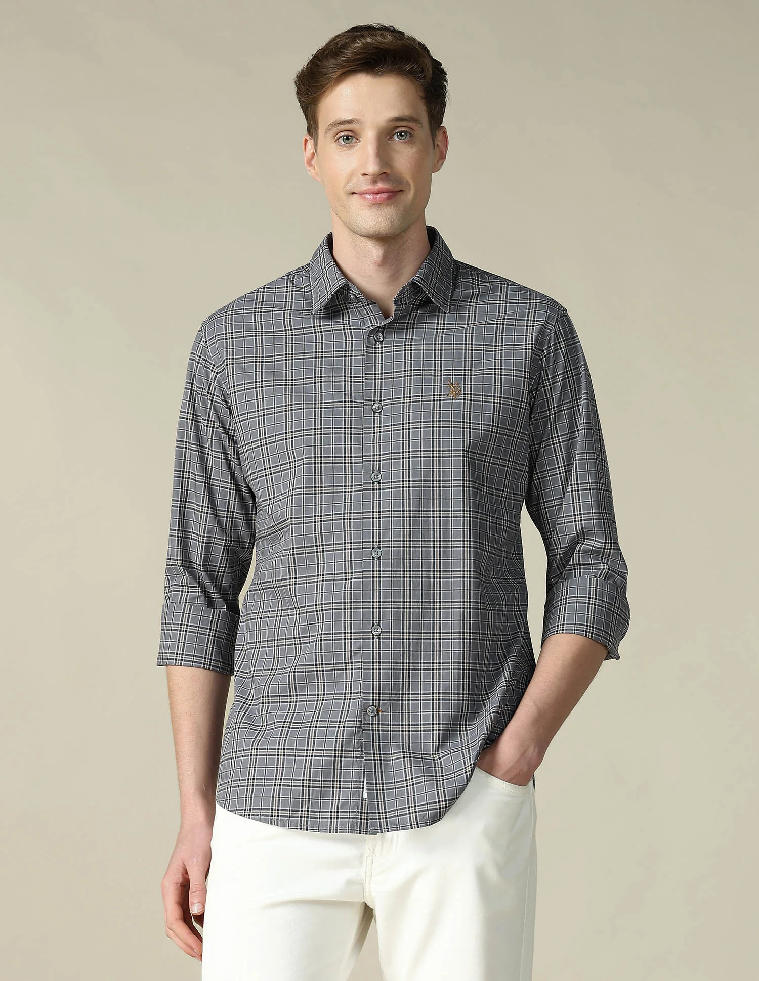 Grid Tattersall Checked Tailored Fit Shirt - Image 6