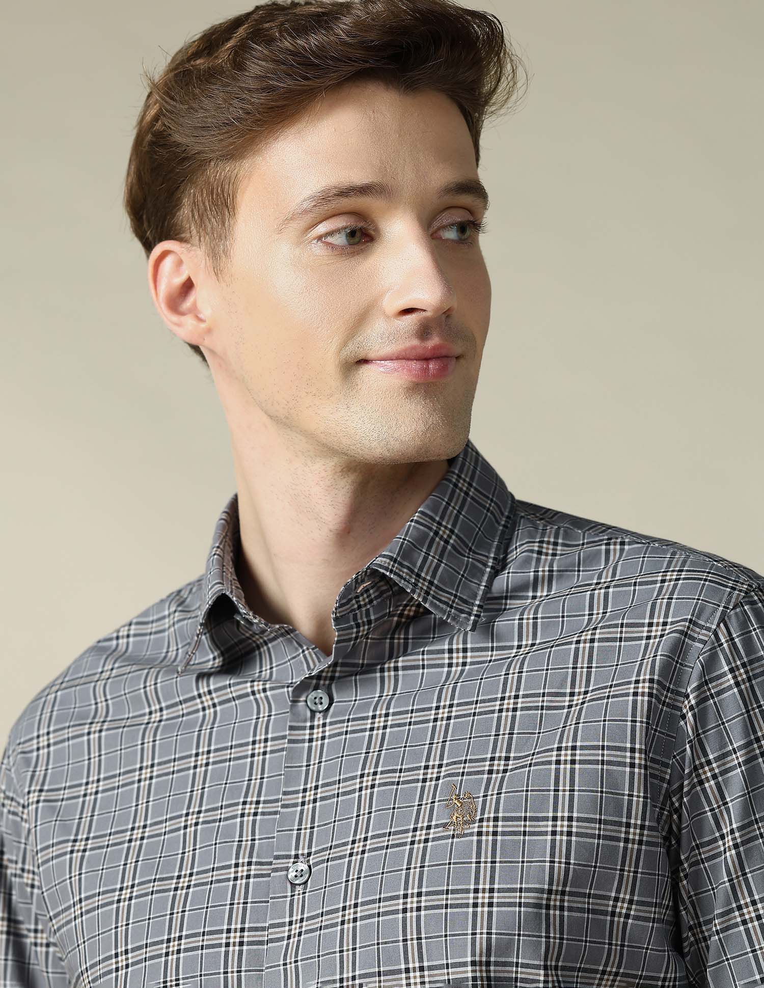 Grid Tattersall Checked Tailored Fit Shirt - Image 7