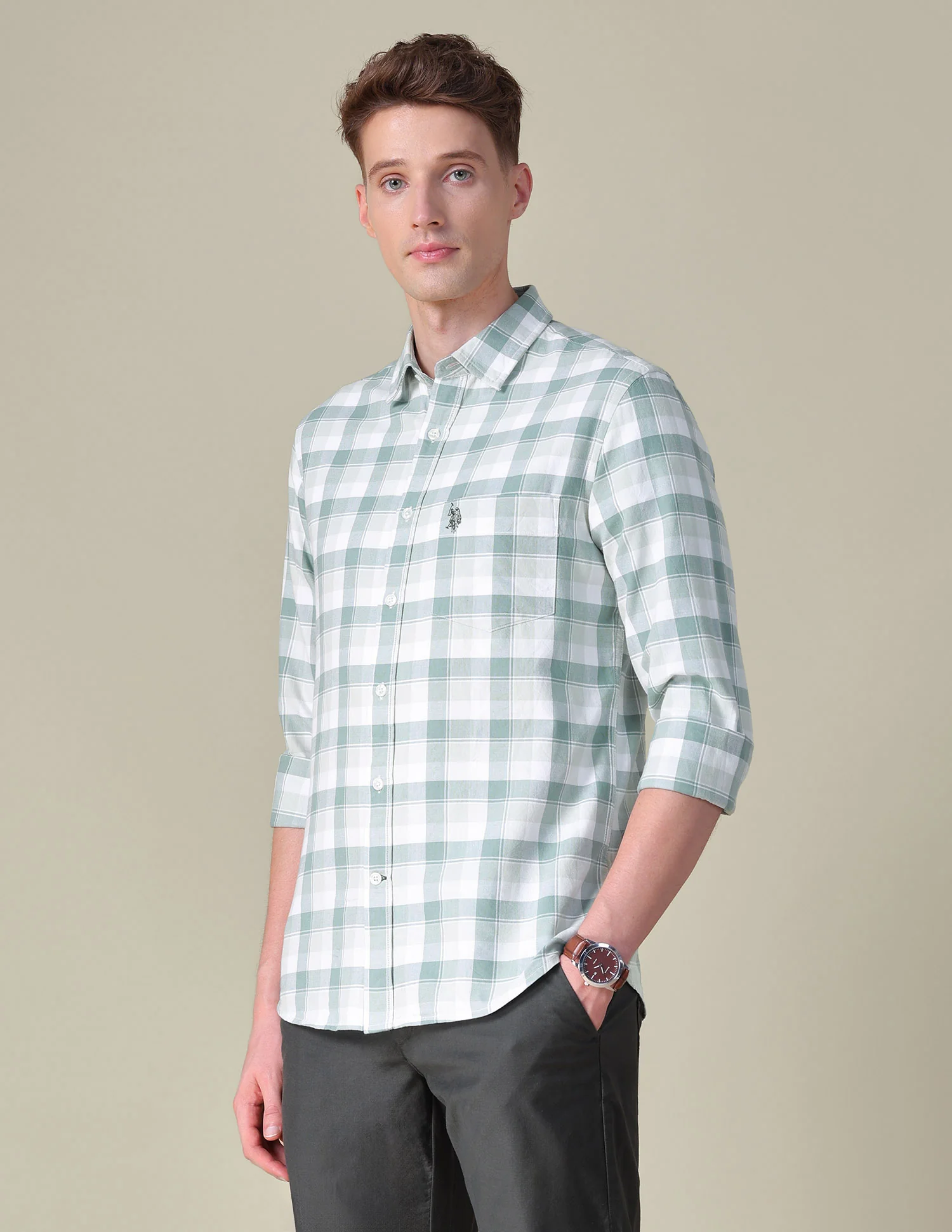 Grid Tattersall Checked Tailored Fit Shirt - Image 4