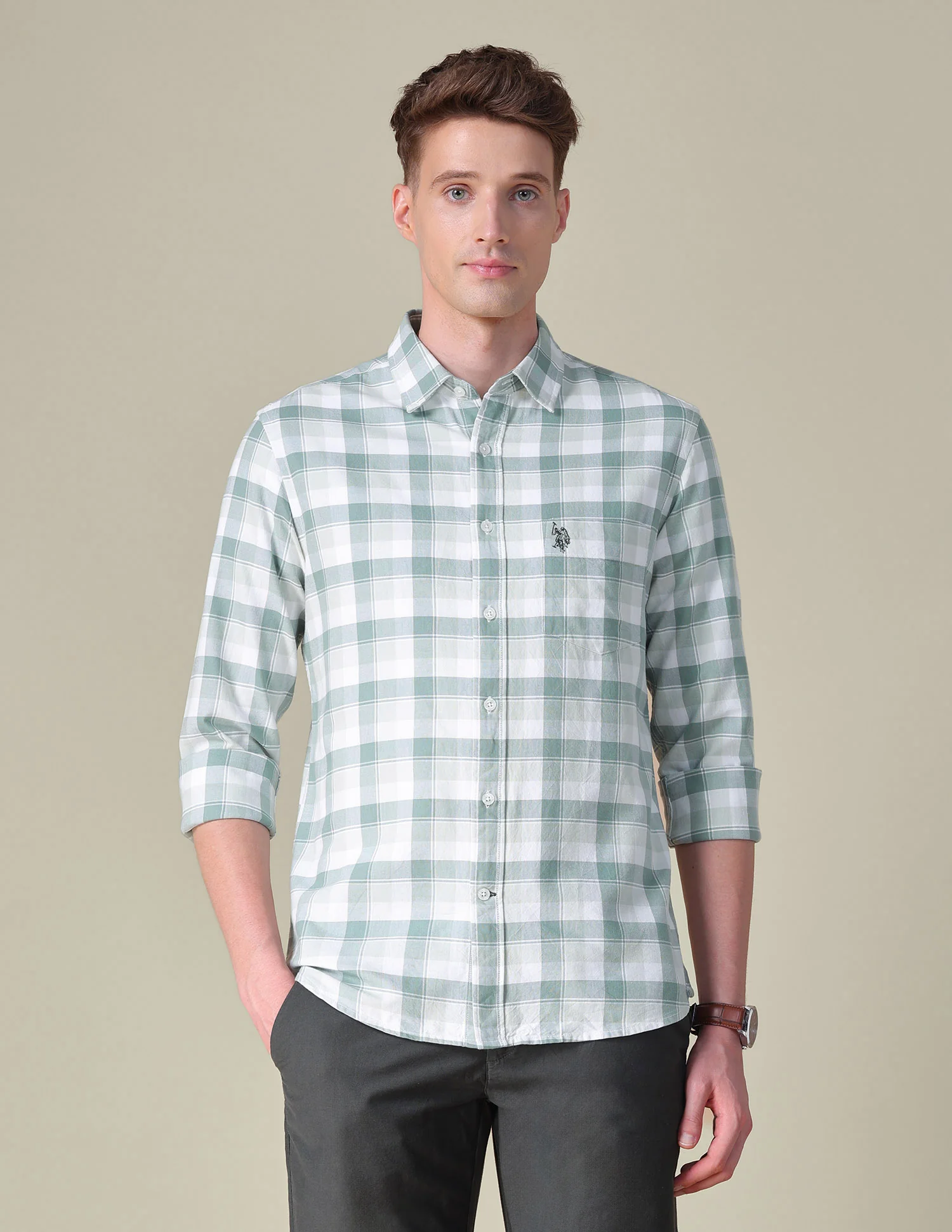 Grid Tattersall Checked Tailored Fit Shirt - Image 6