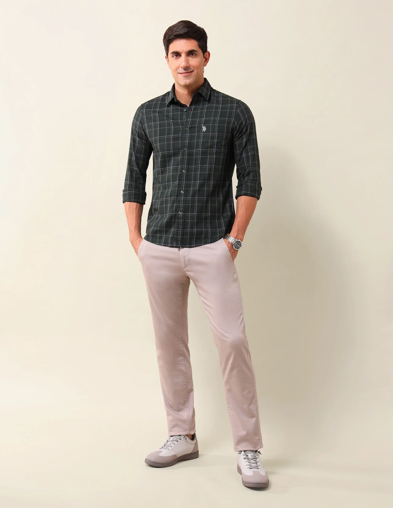Grid Tattersall Checked Tailored Fit Shirt - Image 3